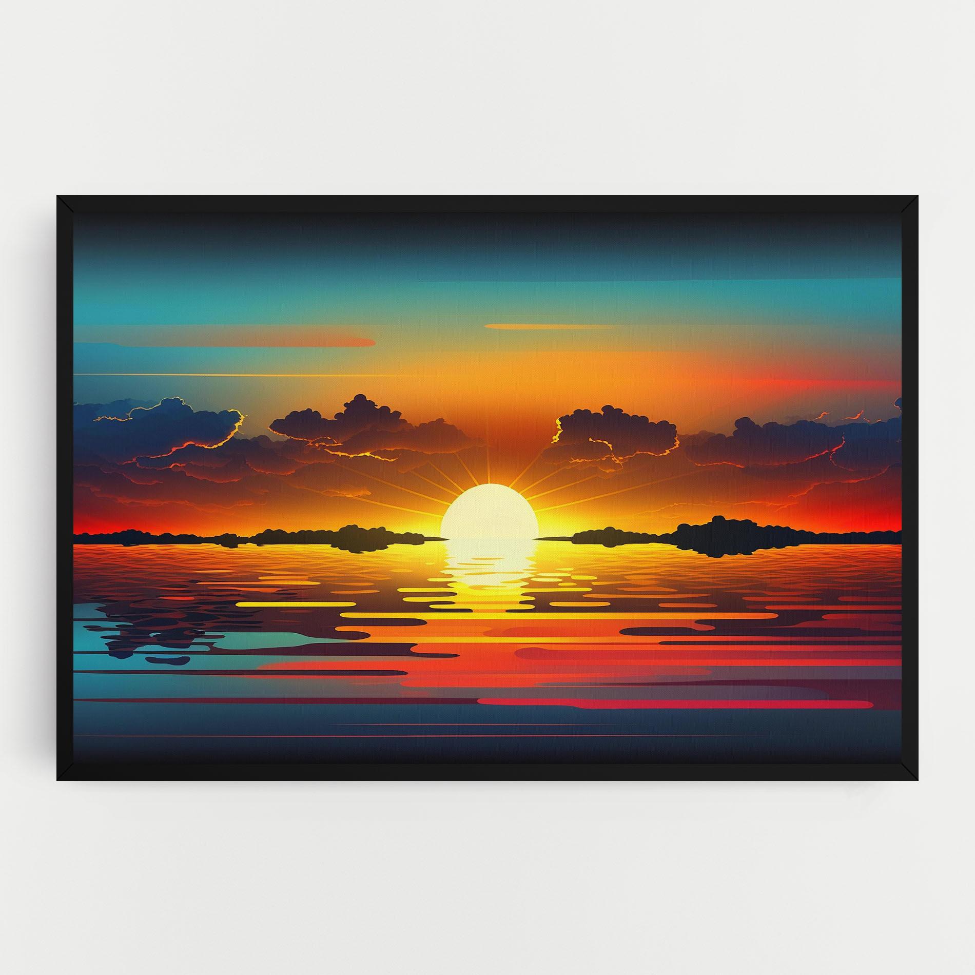 Vászonkép Yellow Sunset Illustration mockup 0