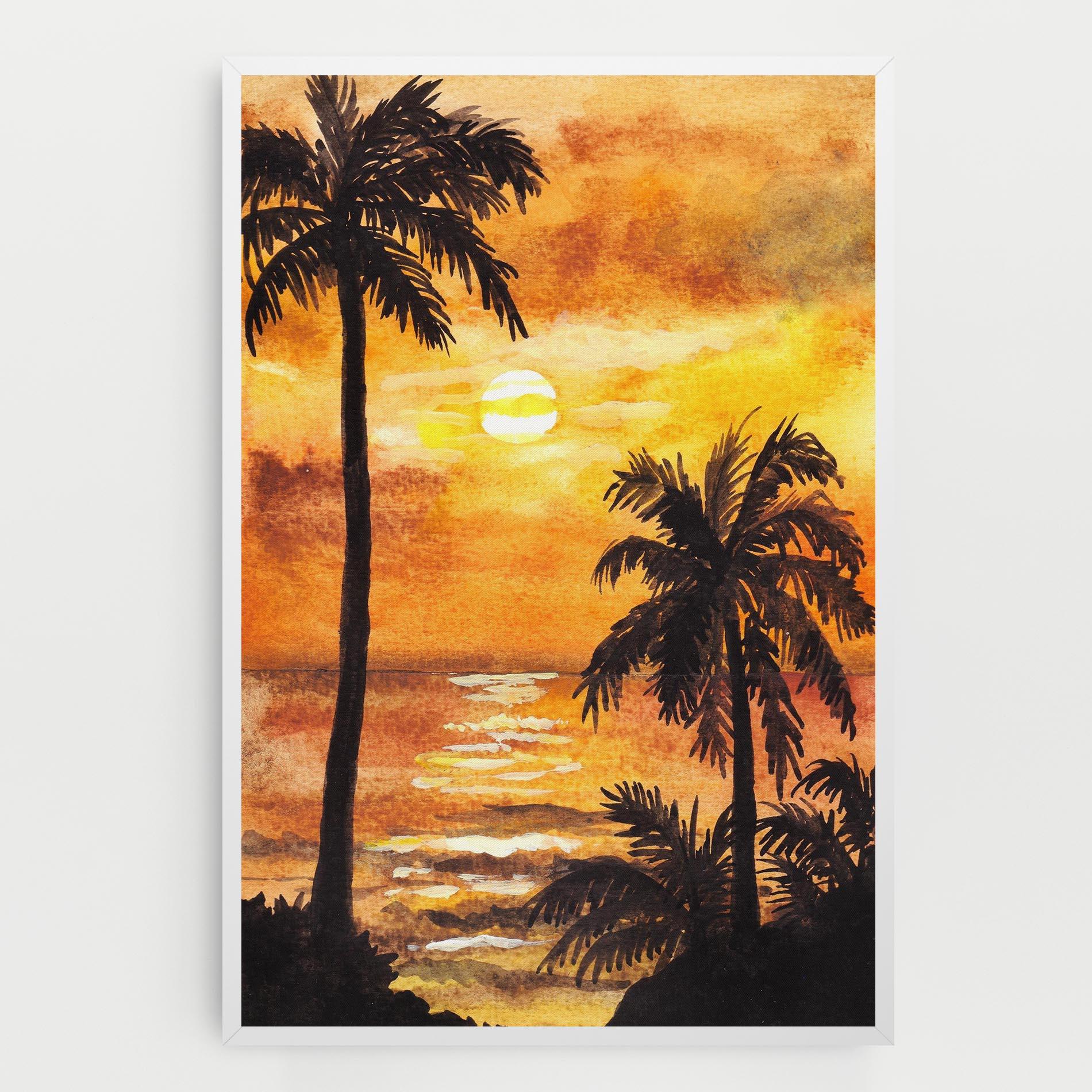 Vászonkép Watercolor Painting Sunrise mockup 0