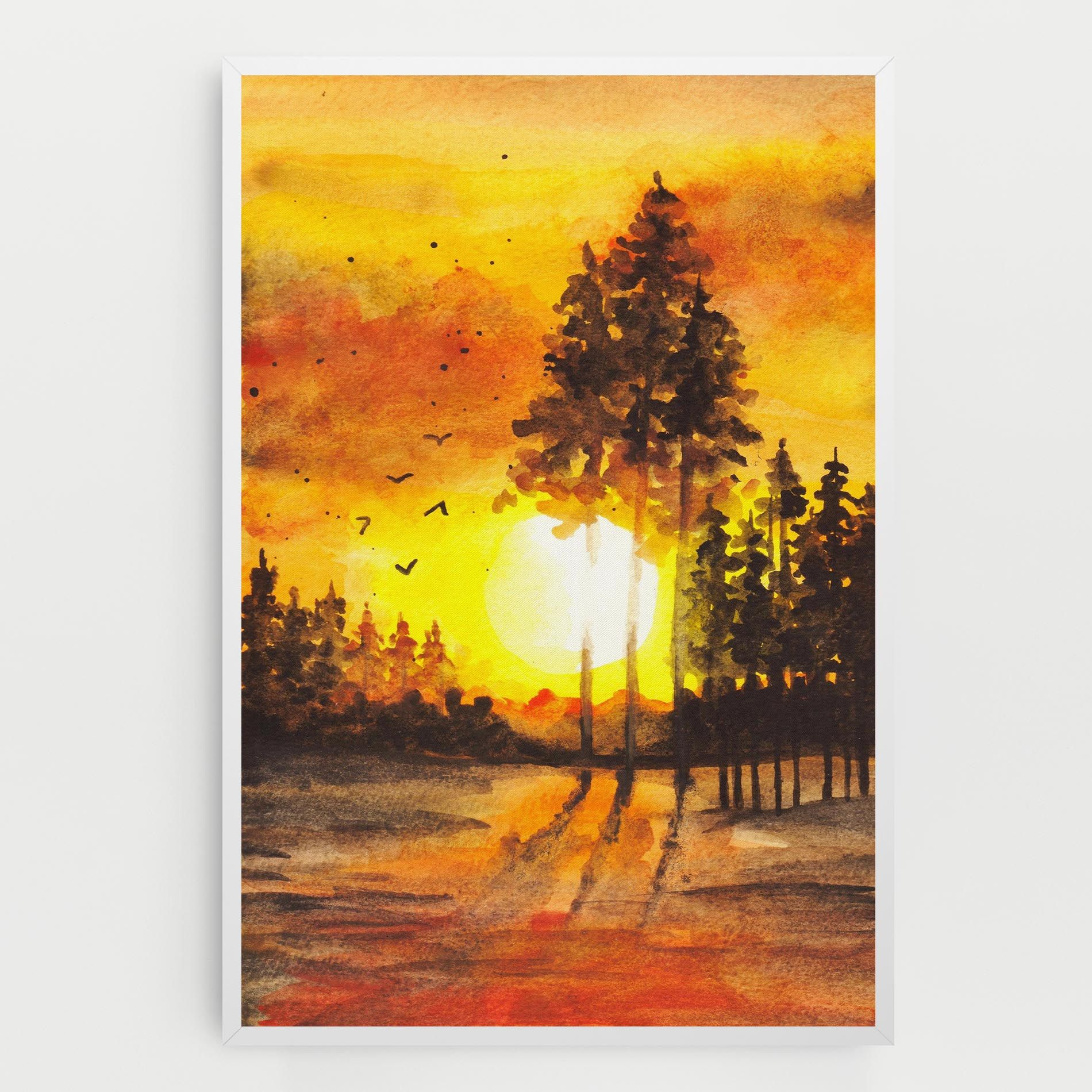 Watercolor Sunset Painting mockup 0