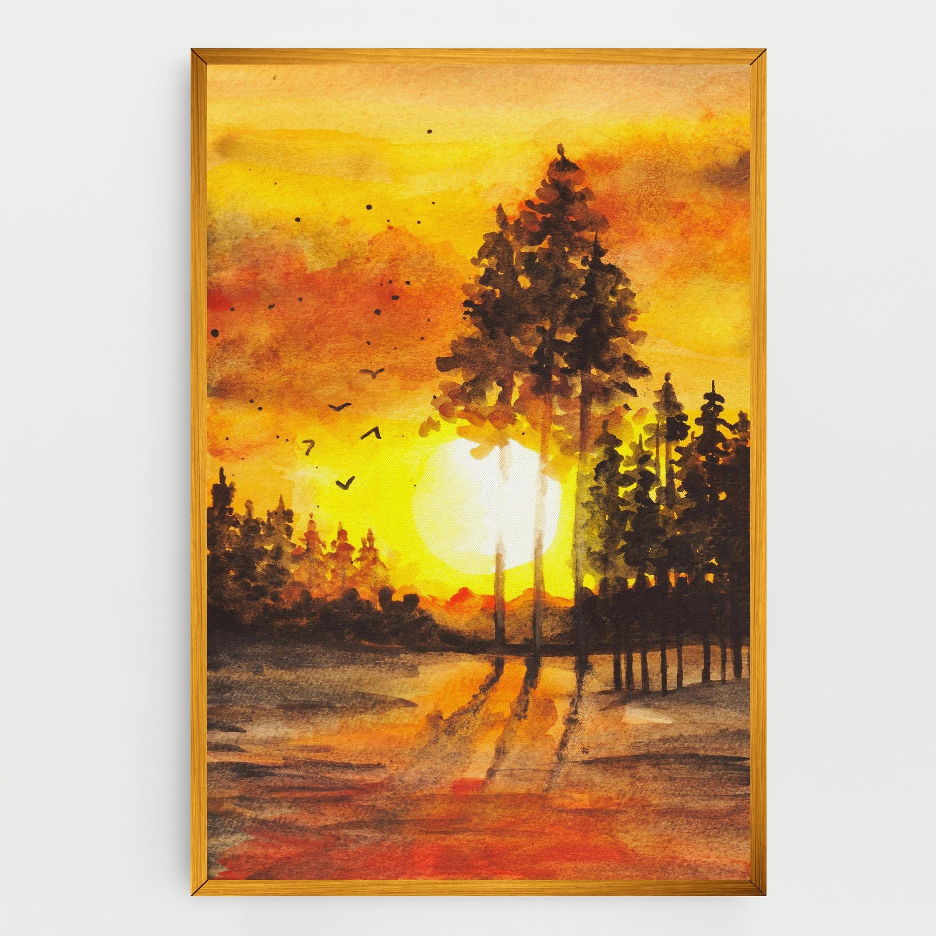 Watercolor Sunset Painting mockup 0