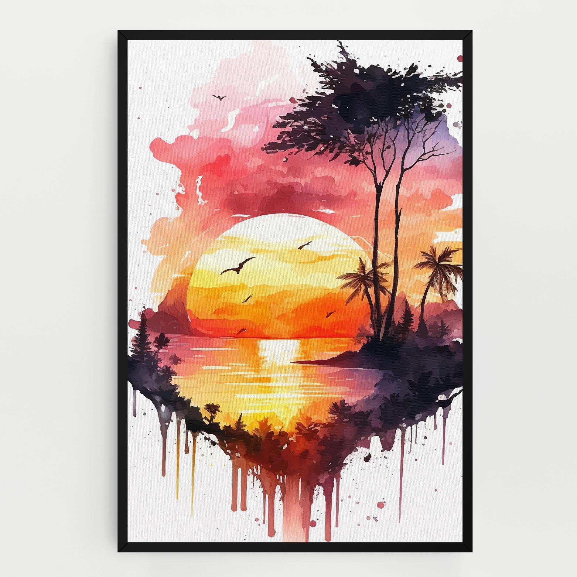 Vászonkép Purple Sunset Art mockup 0
