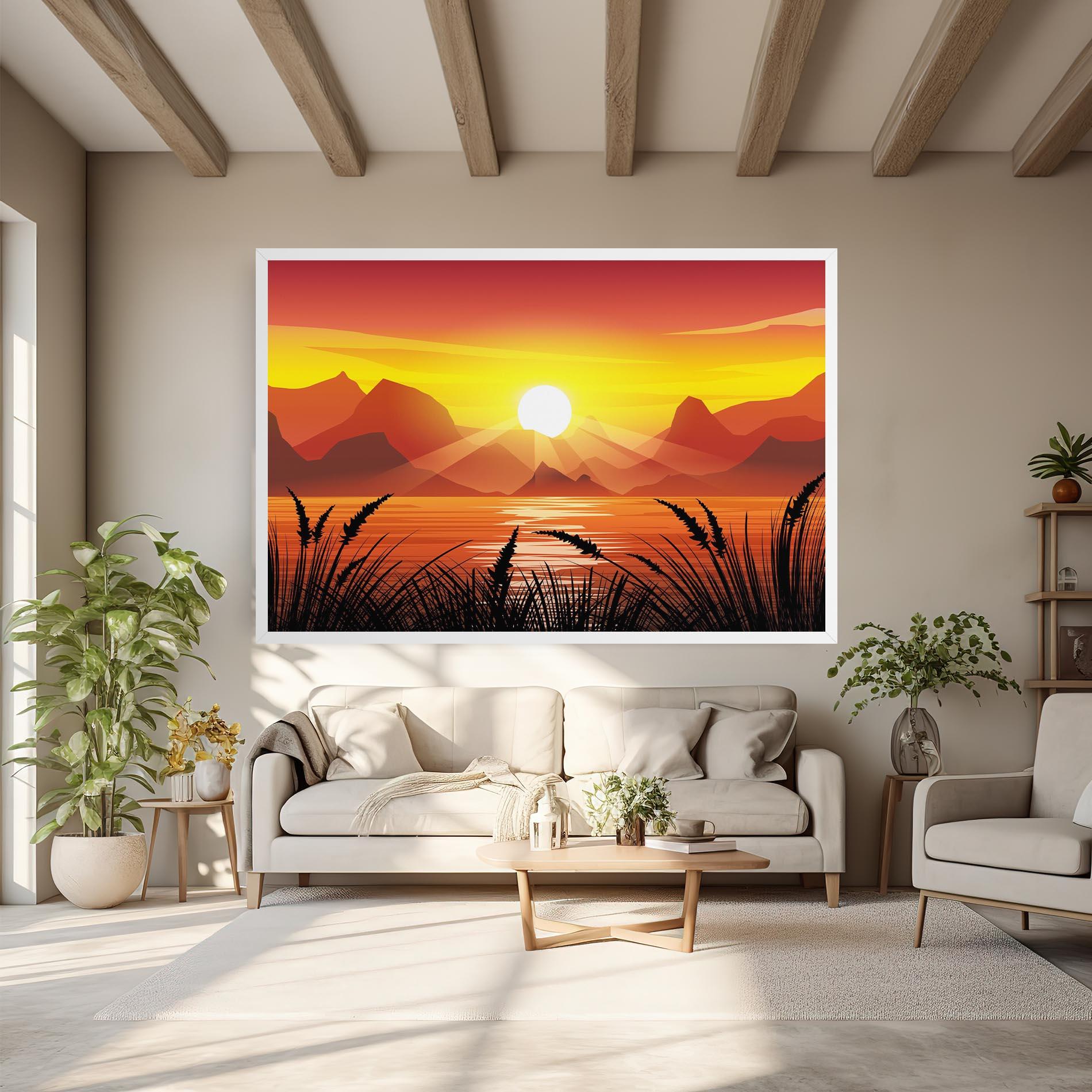Vászonkép Sunrise Grass Art mockup 6