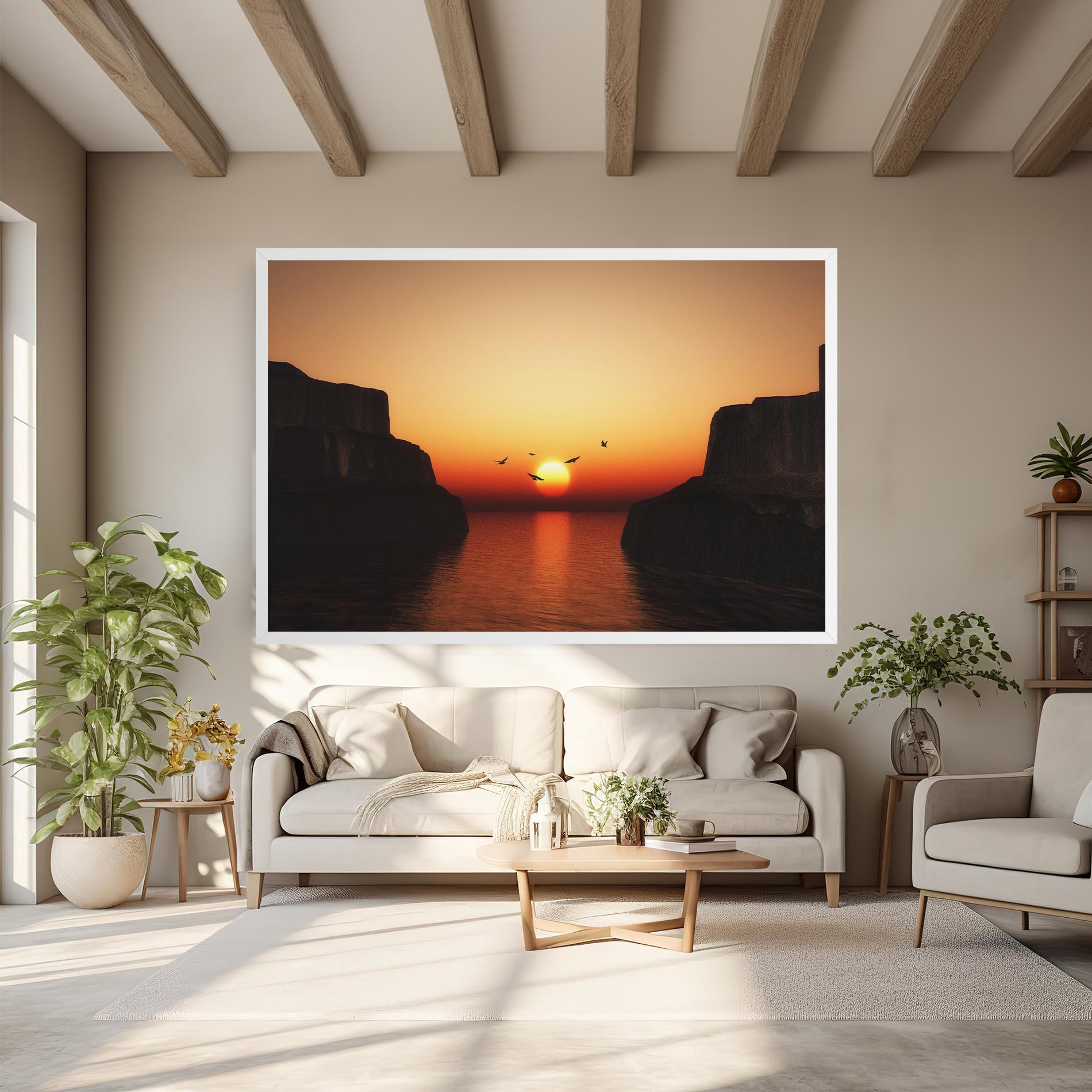 Vászonkép Sunset Silhouette Birds mockup 6