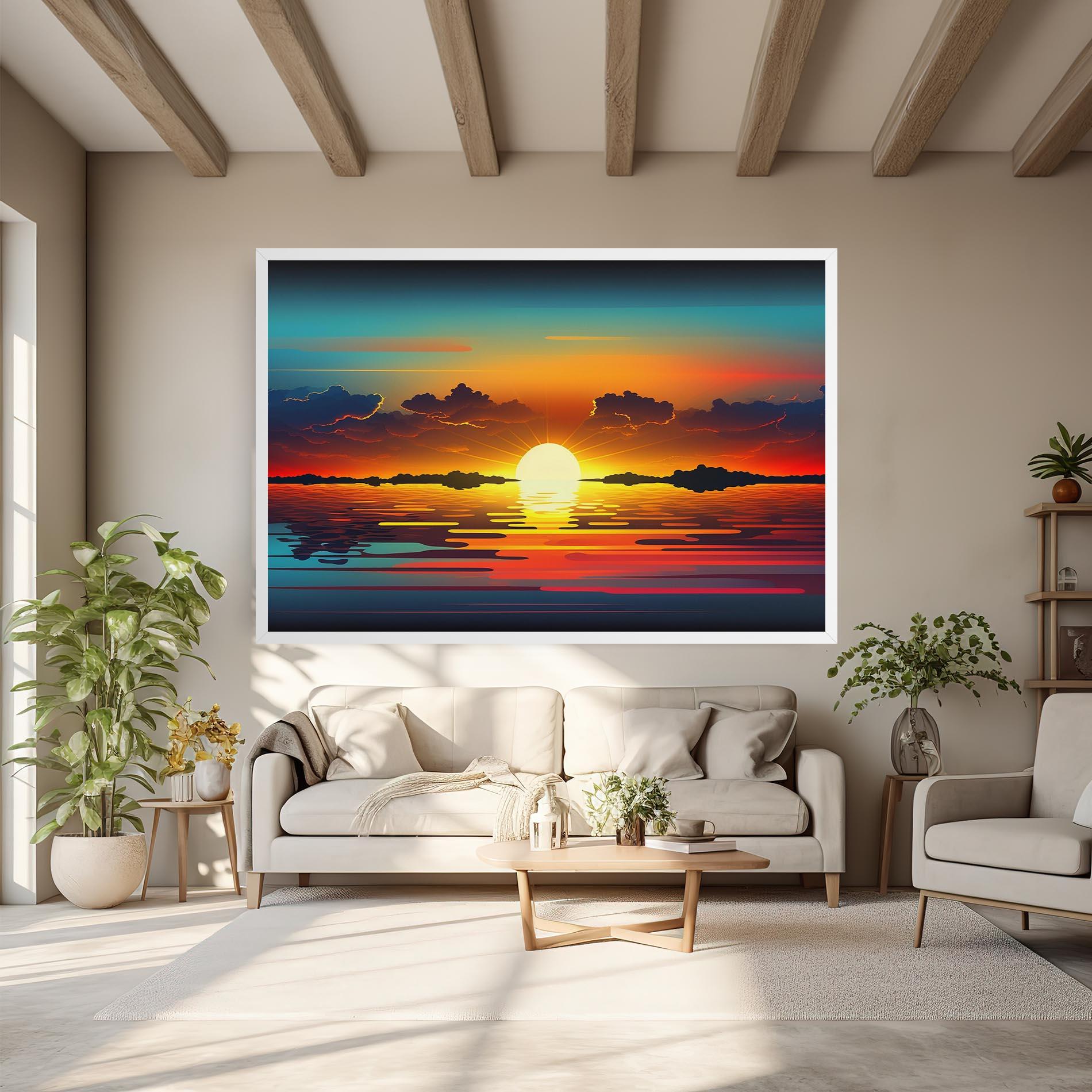 Vászonkép Yellow Sunset Illustration mockup 6