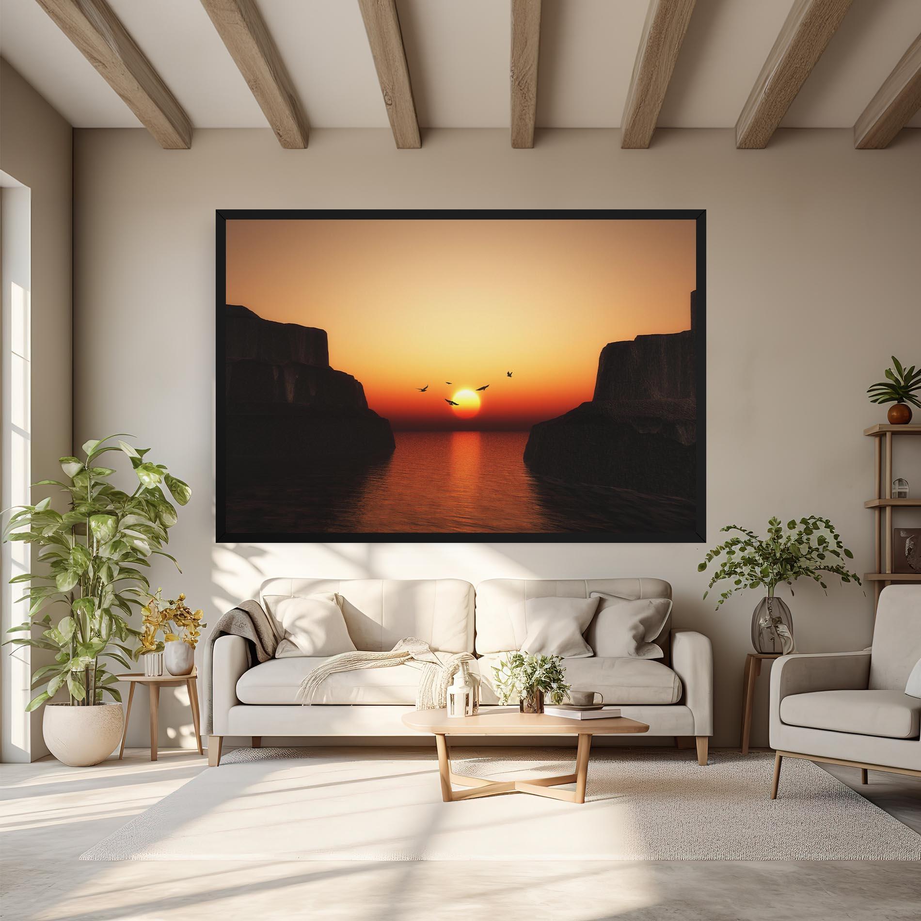 Vászonkép Sunset Silhouette Birds mockup 6