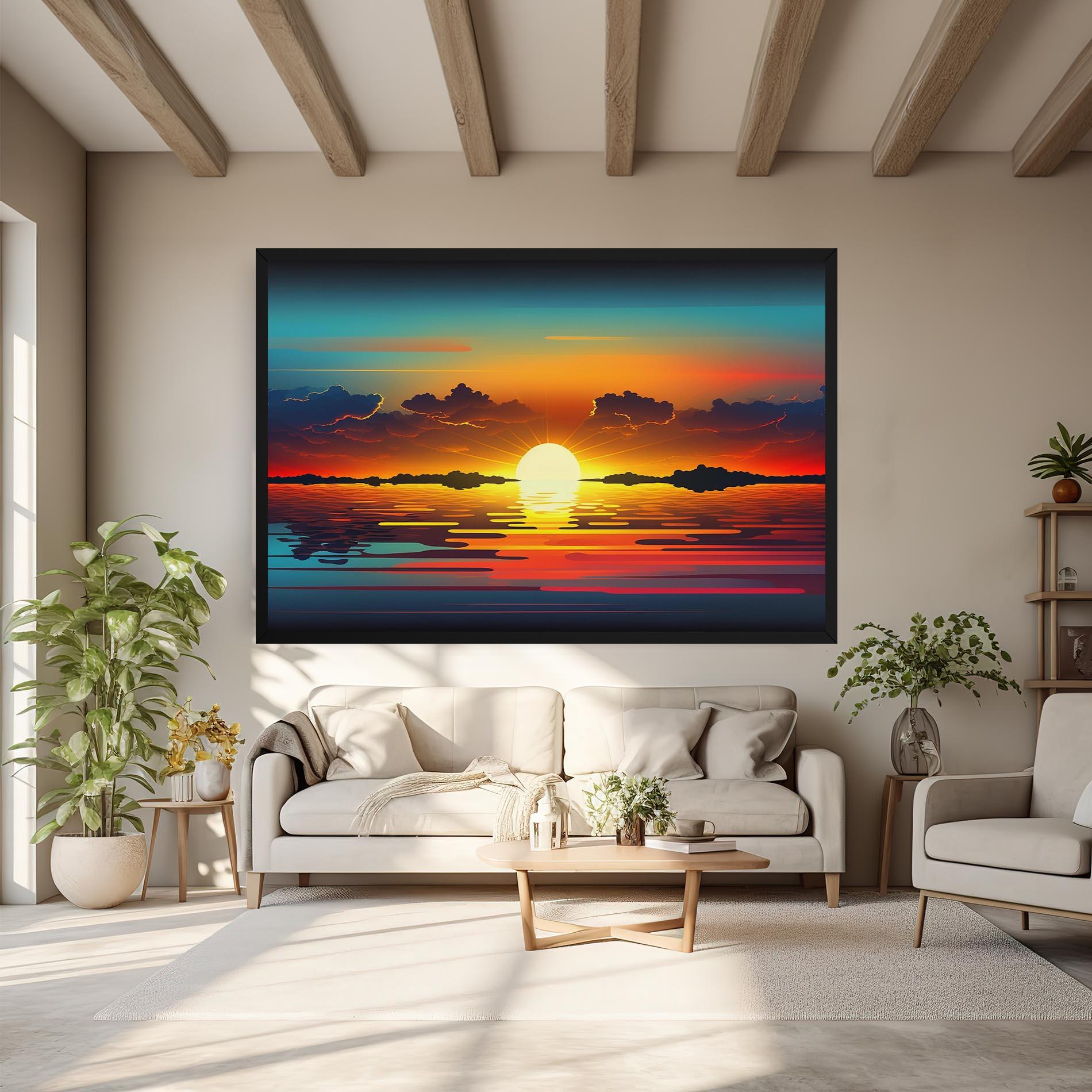 Vászonkép Yellow Sunset Illustration mockup 6