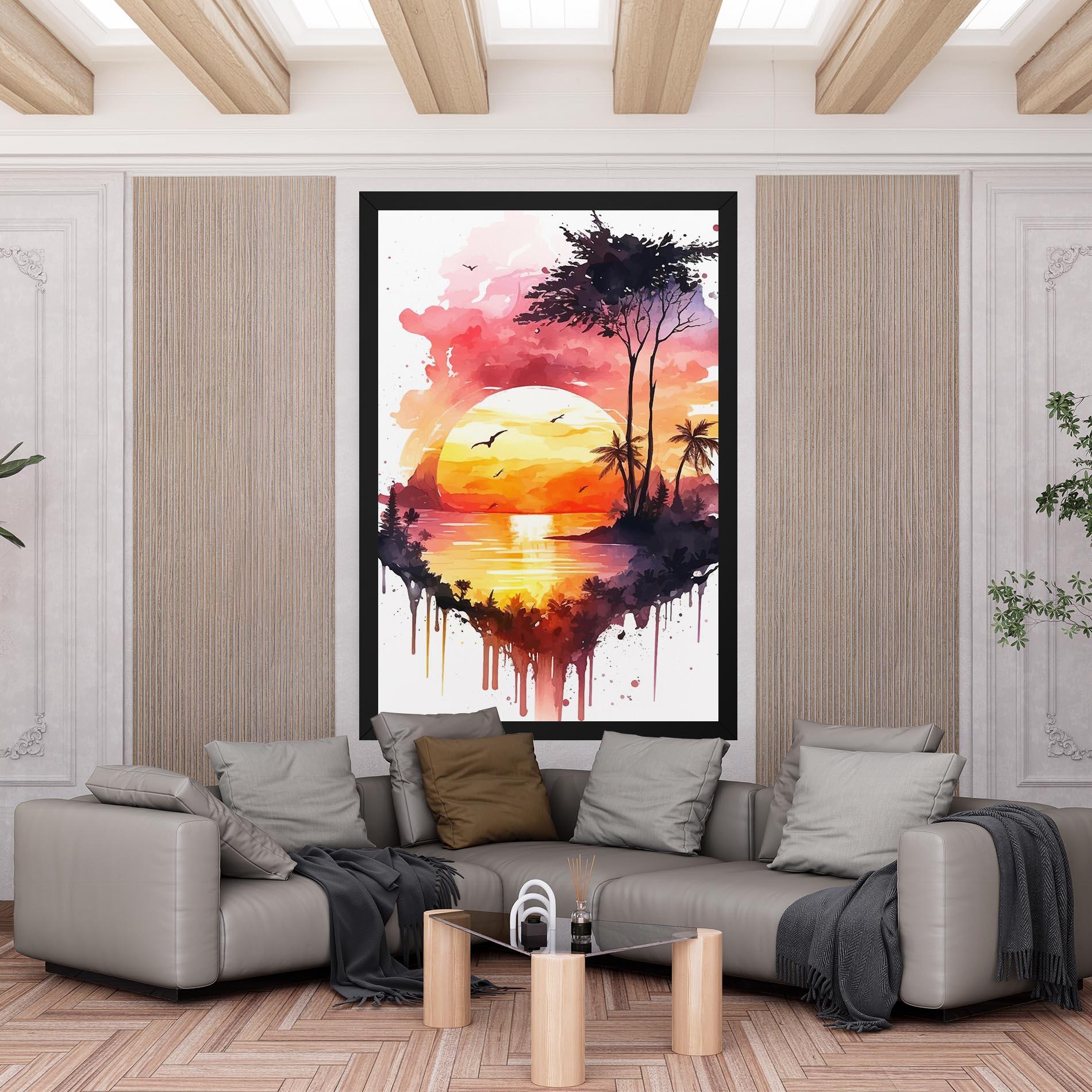 Vászonkép Purple Sunset Art mockup 6