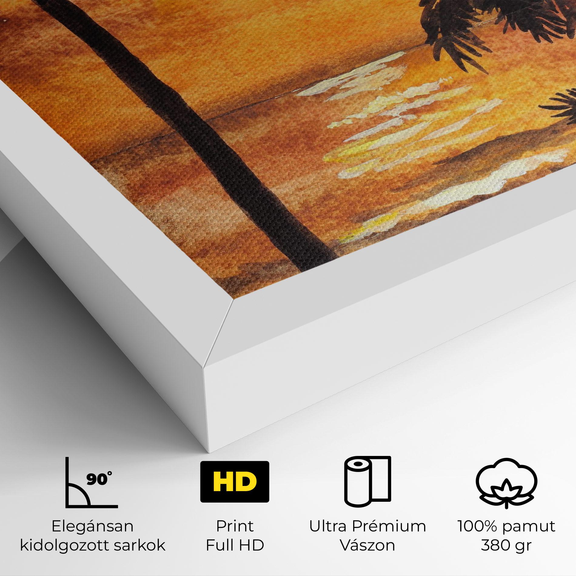 Vászonkép Watercolor Painting Sunrise mockup 4