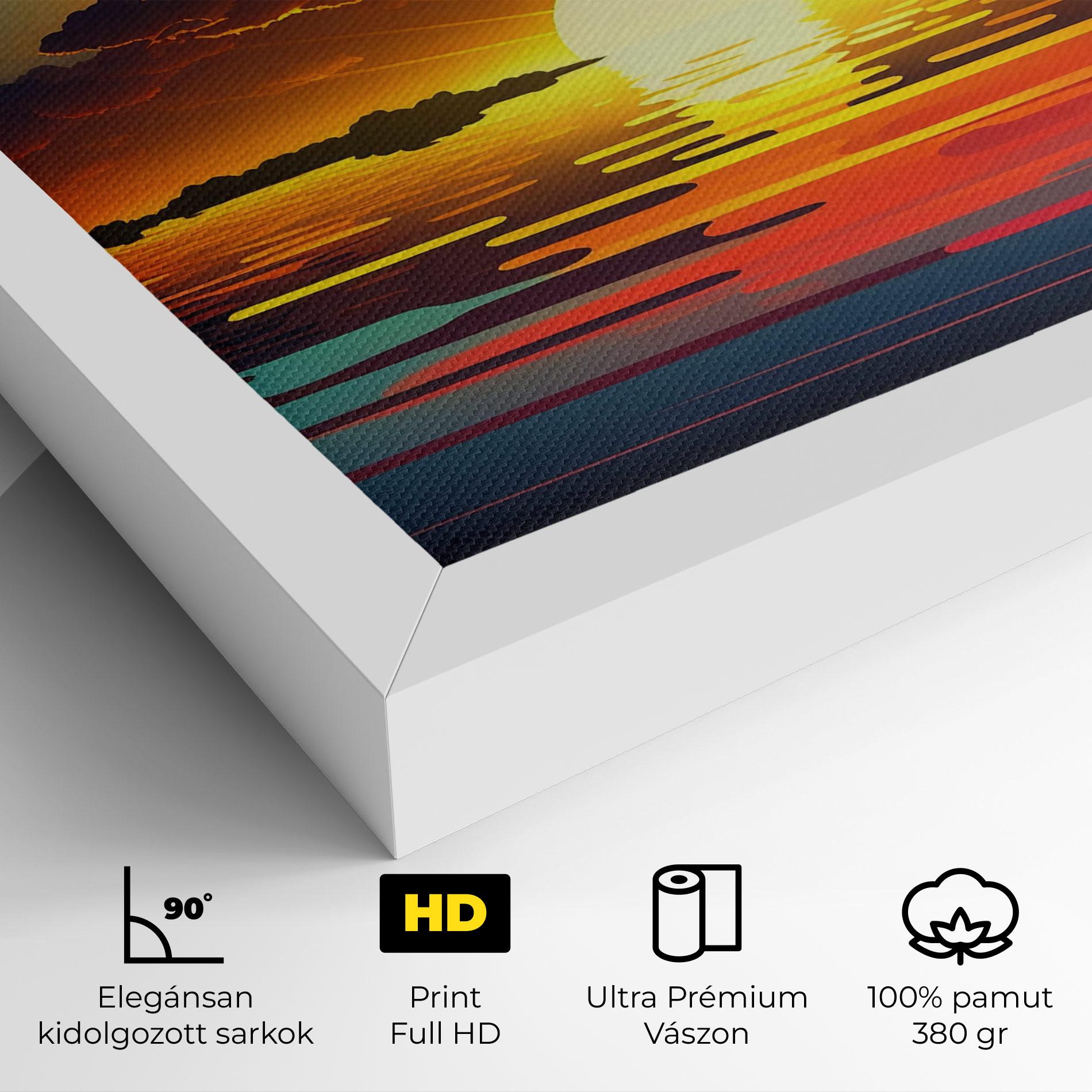 Vászonkép Yellow Sunset Illustration mockup 4