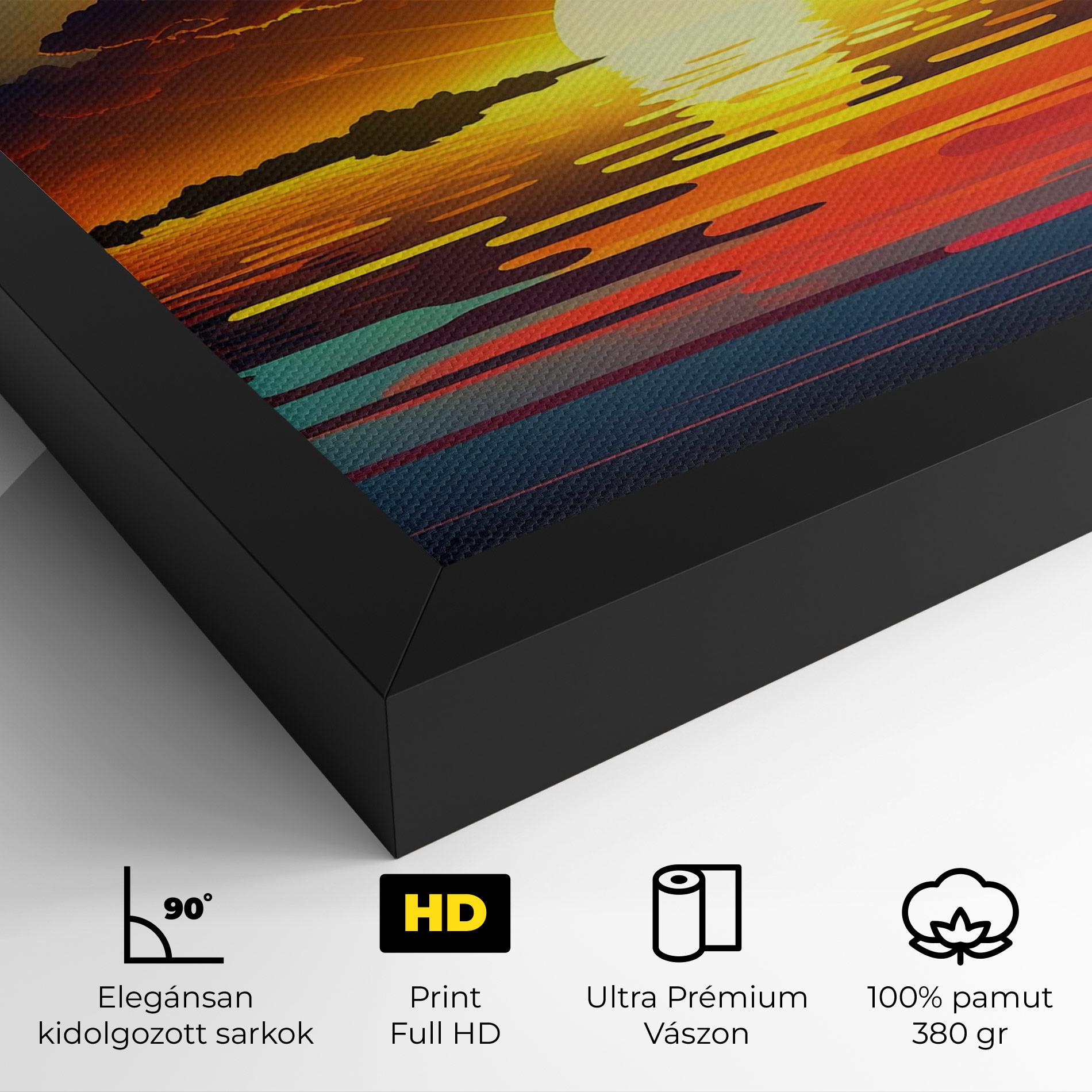 Vászonkép Yellow Sunset Illustration mockup 4