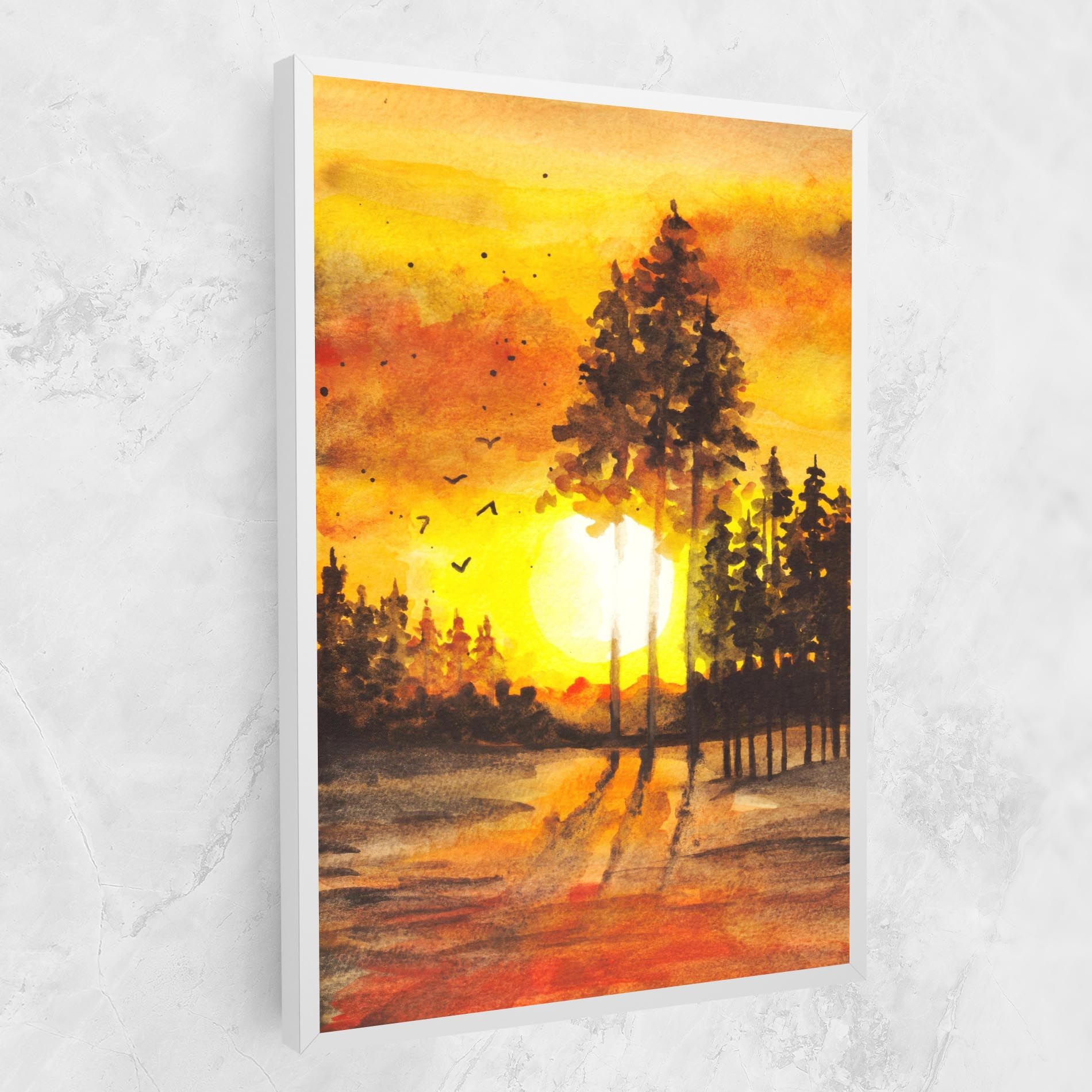 Watercolor Sunset Painting mockup 1