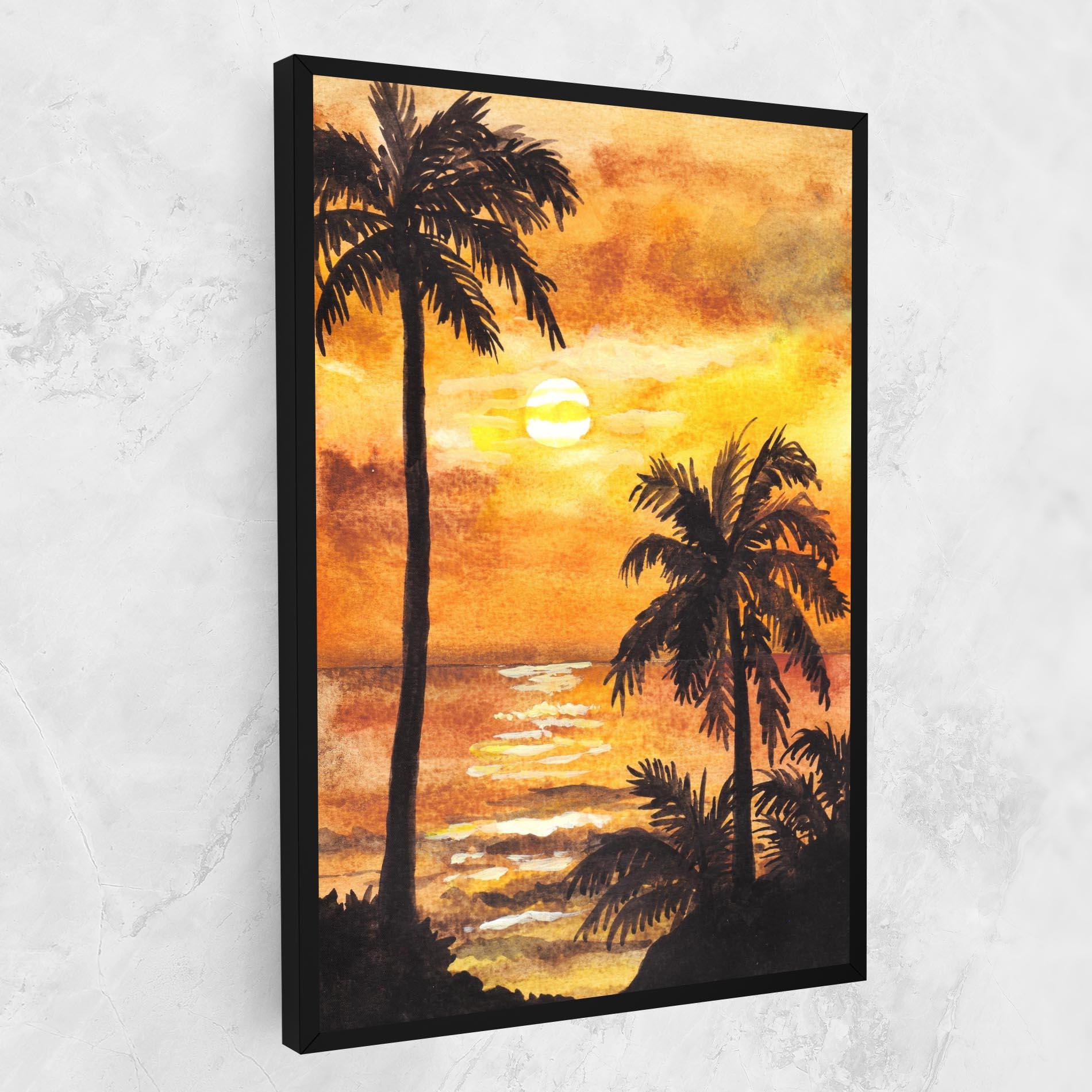 Vászonkép Watercolor Painting Sunrise mockup 1