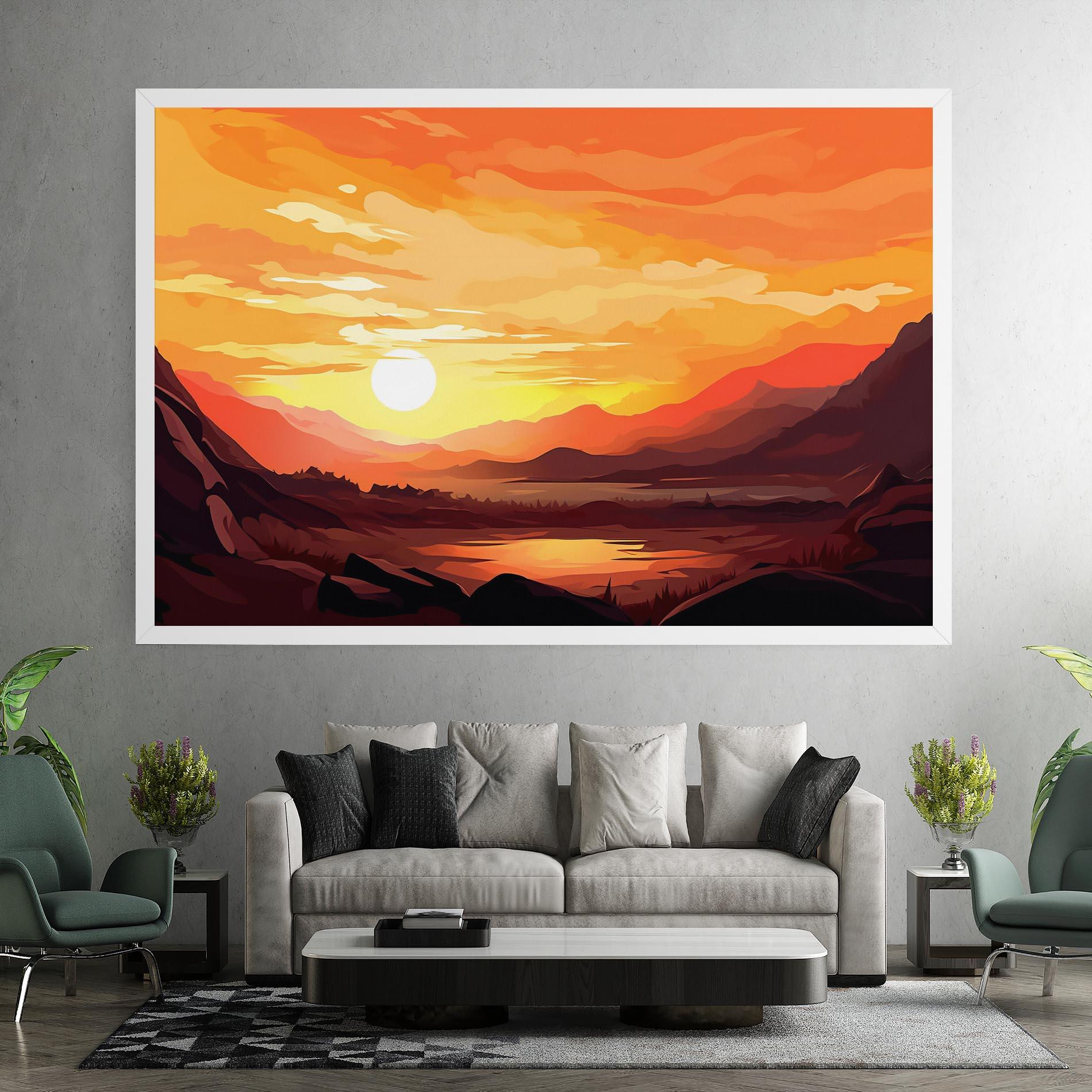 Vászonkép Beautiful Sunset Illustration mockup 7