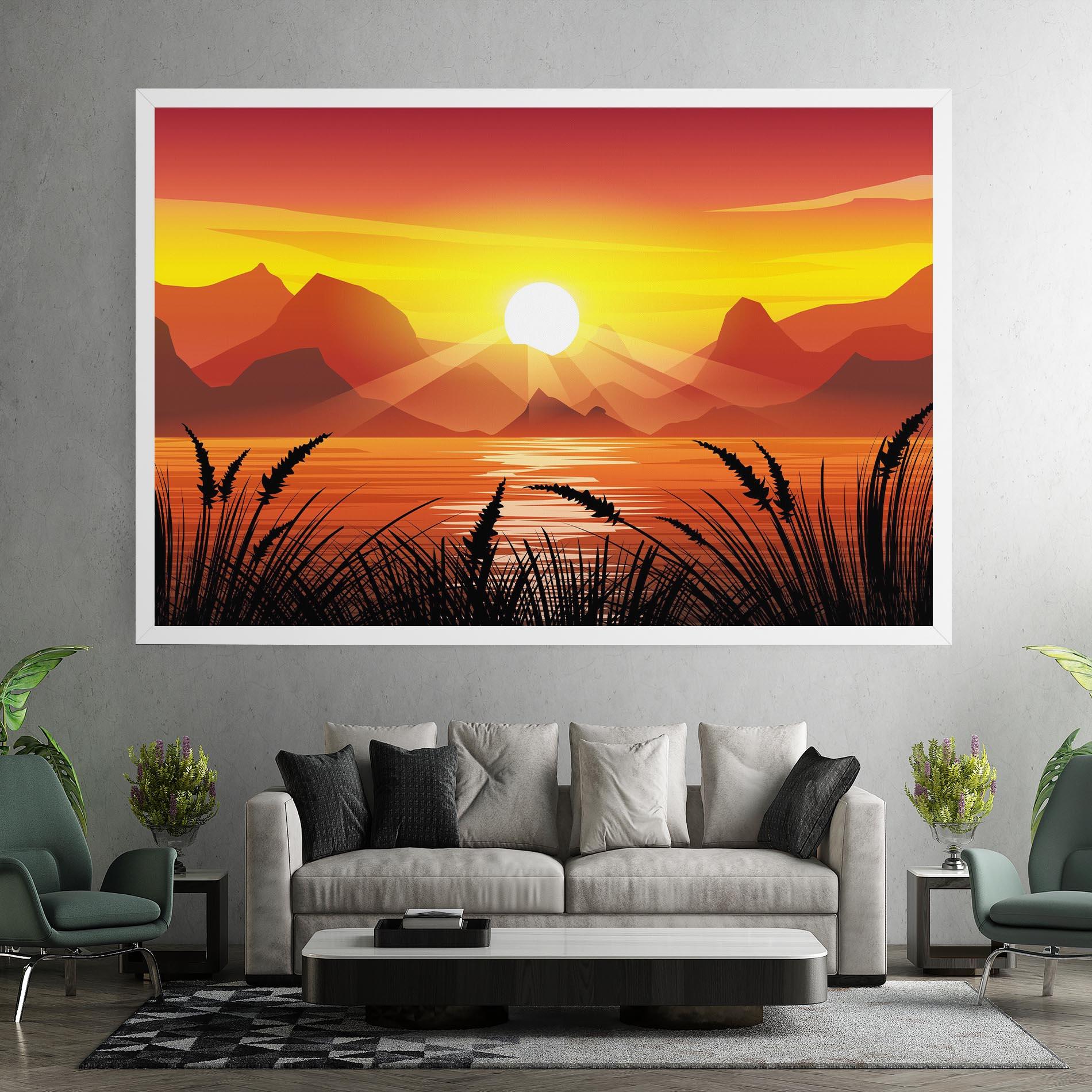 Vászonkép Sunrise Grass Art mockup 7