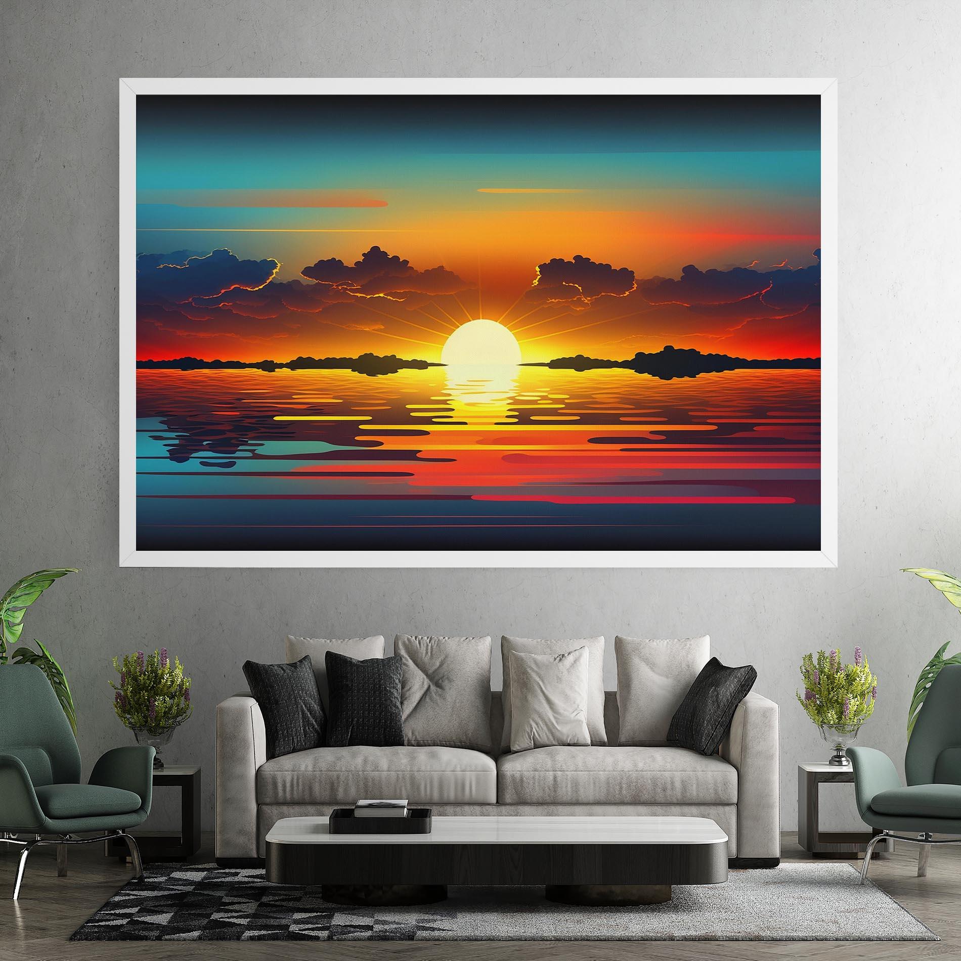 Vászonkép Yellow Sunset Illustration mockup 7