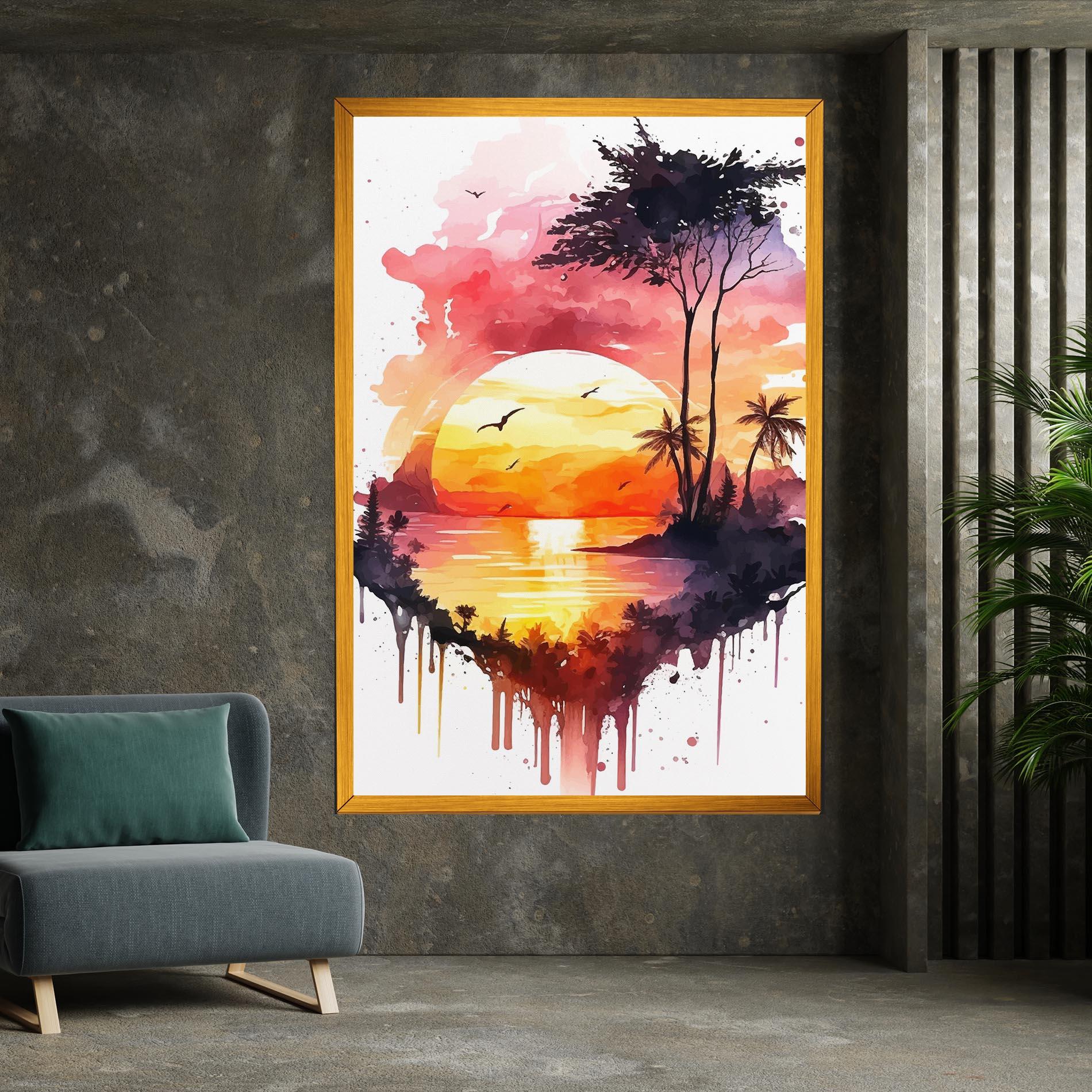 Vászonkép Purple Sunset Art mockup 7
