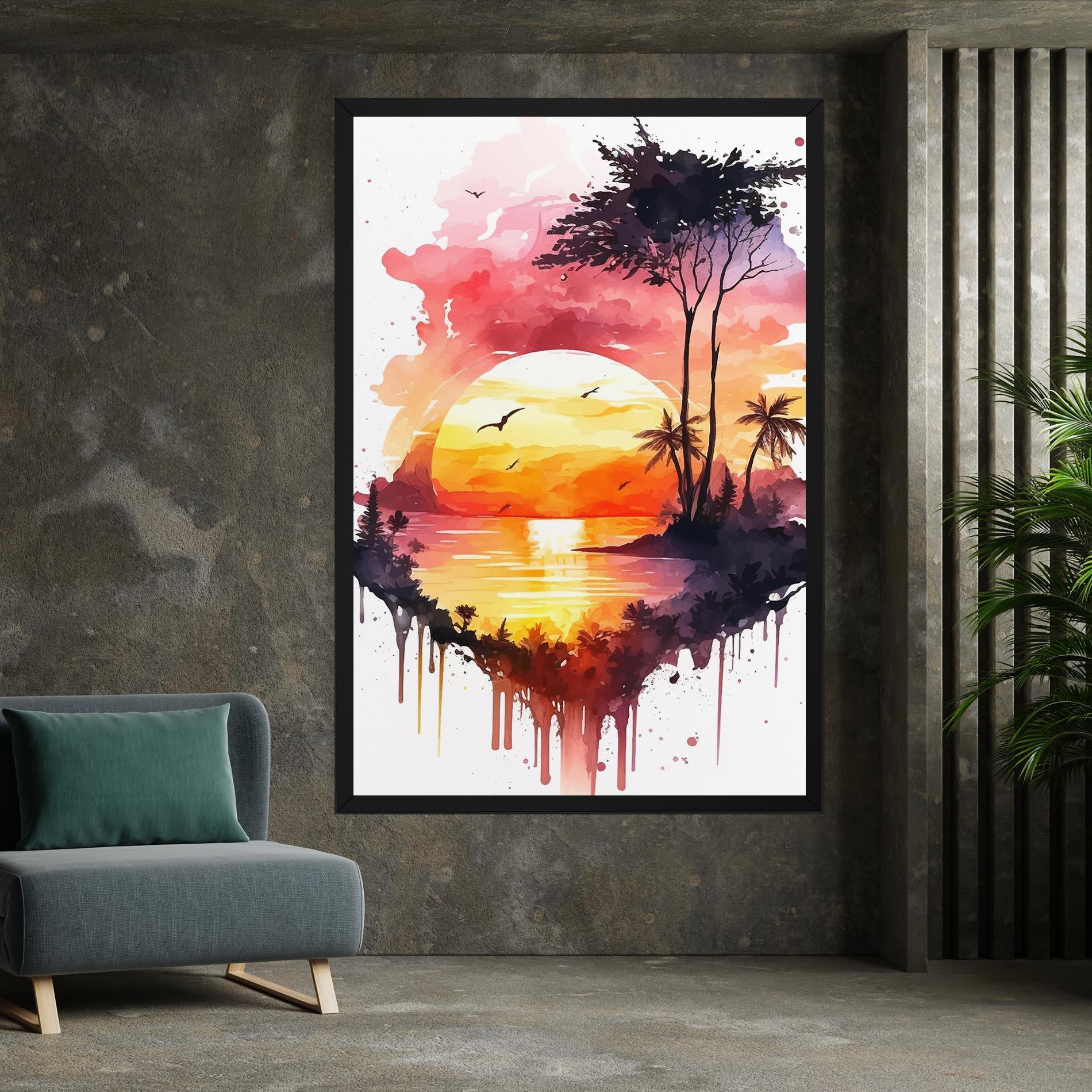 Vászonkép Purple Sunset Art mockup 7