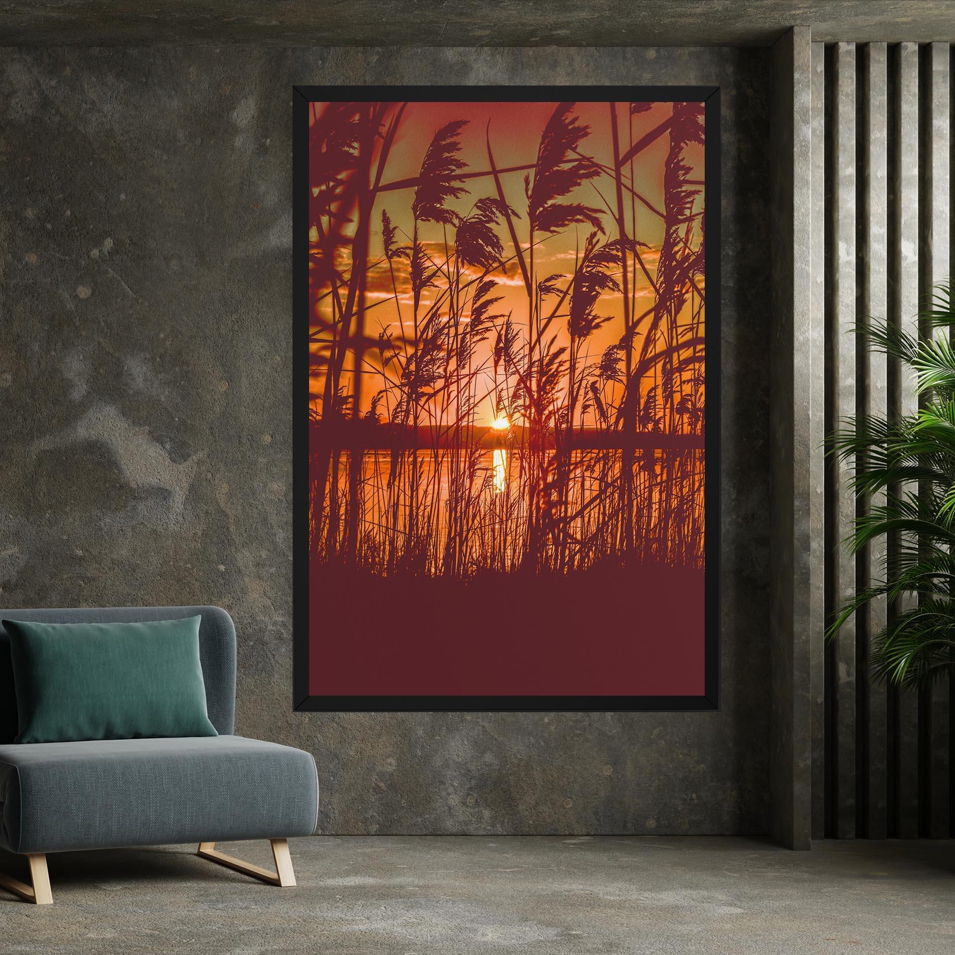 Vászonkép Red Sunset Lake mockup 7
