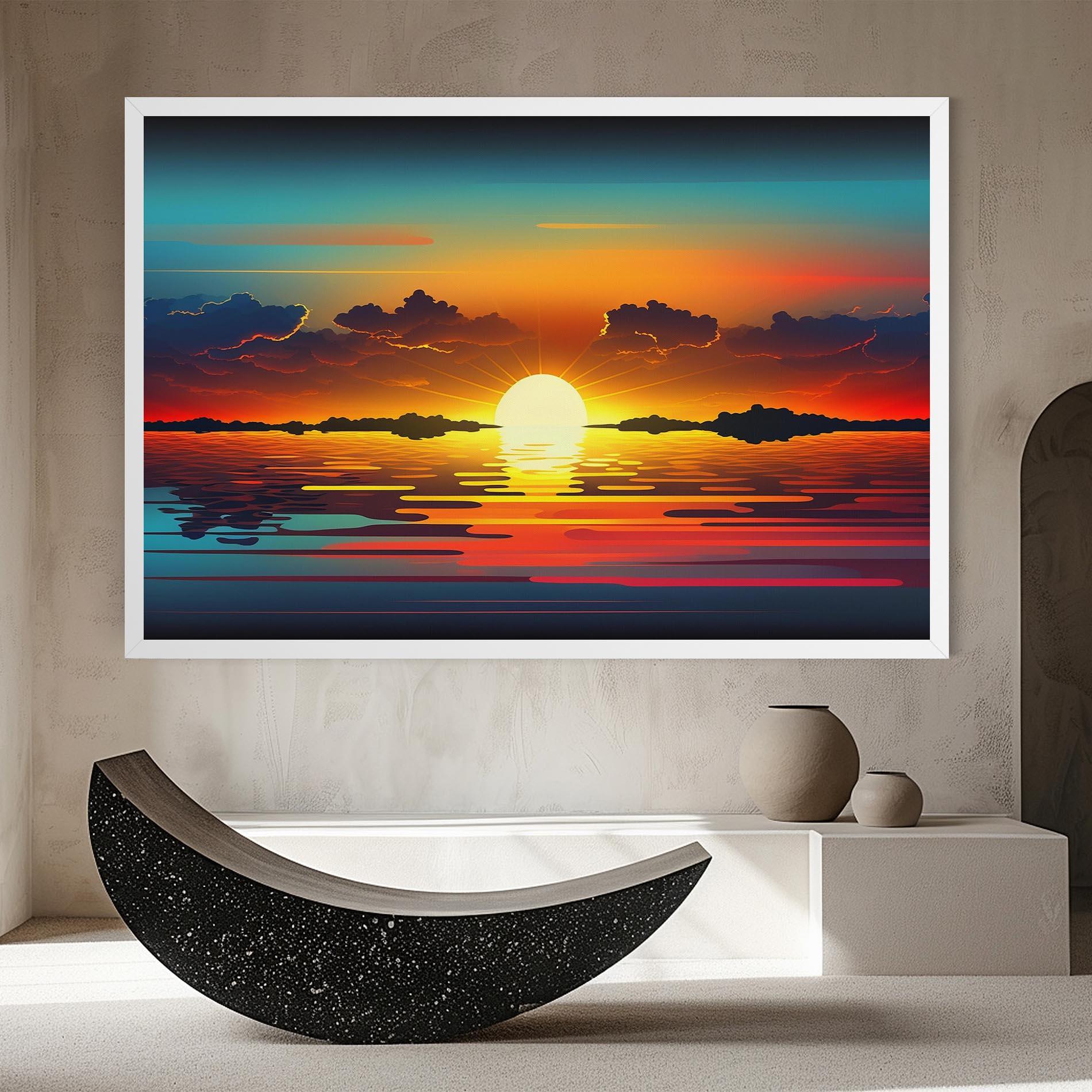 Vászonkép Yellow Sunset Illustration mockup 8