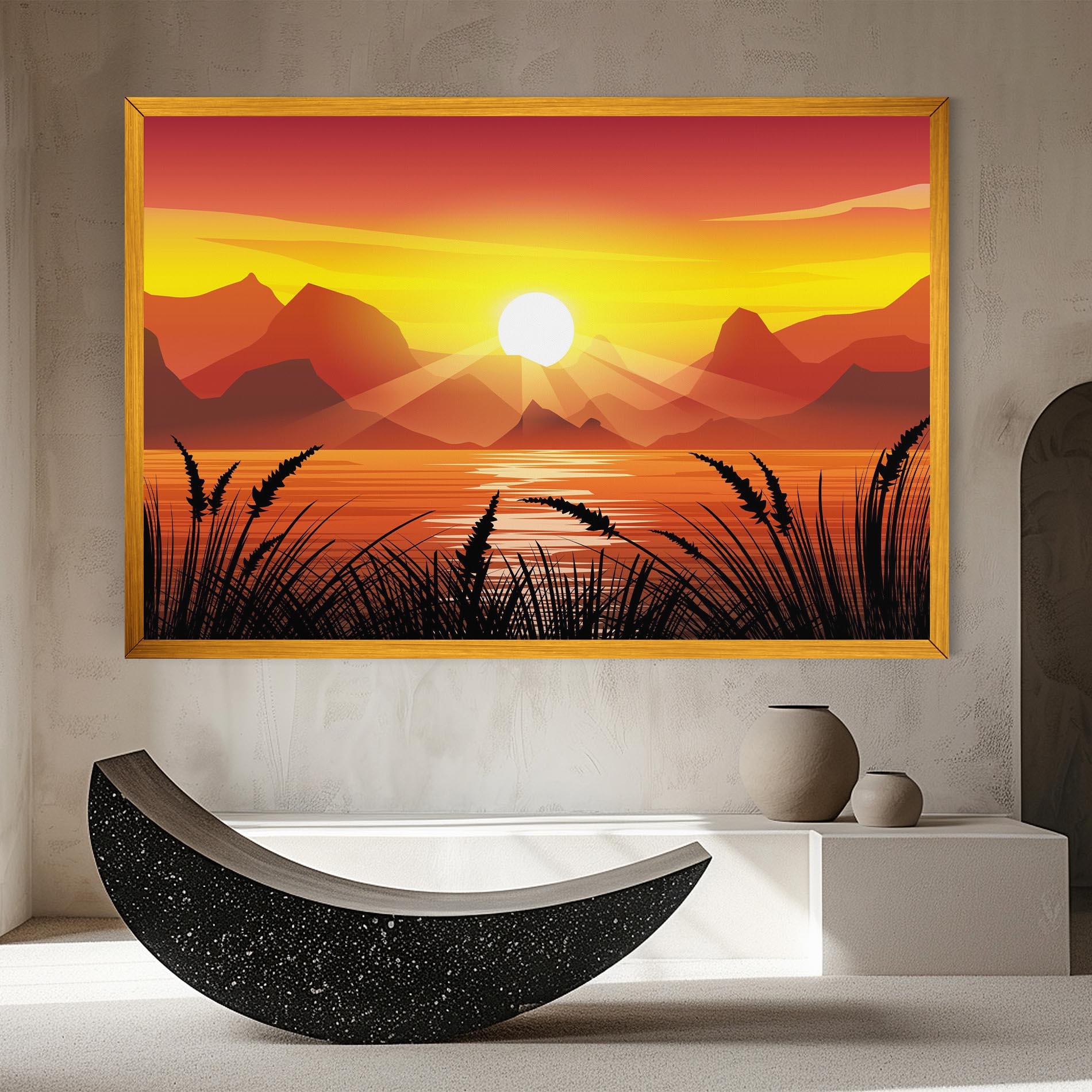Vászonkép Sunrise Grass Art mockup 8