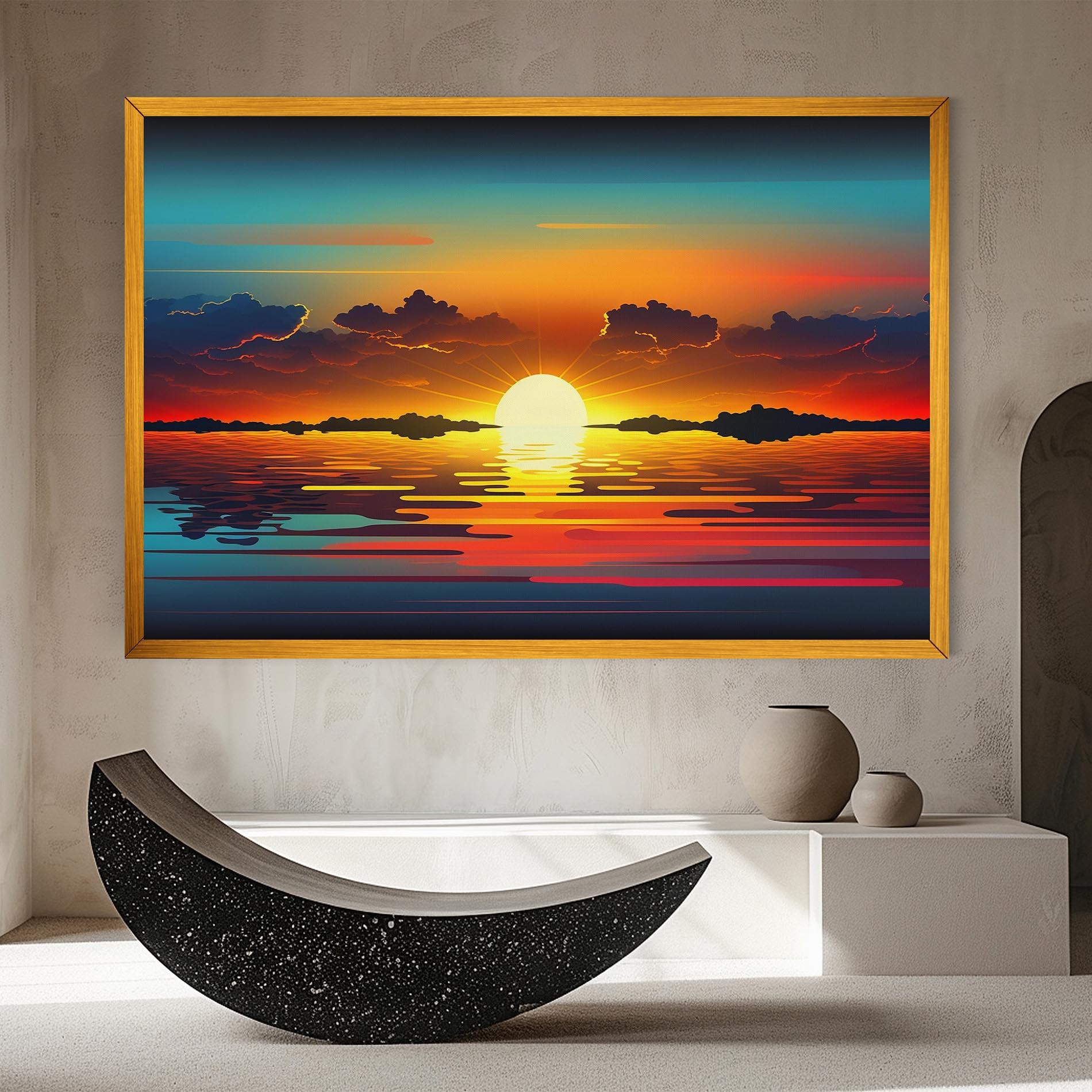 Vászonkép Yellow Sunset Illustration mockup 8