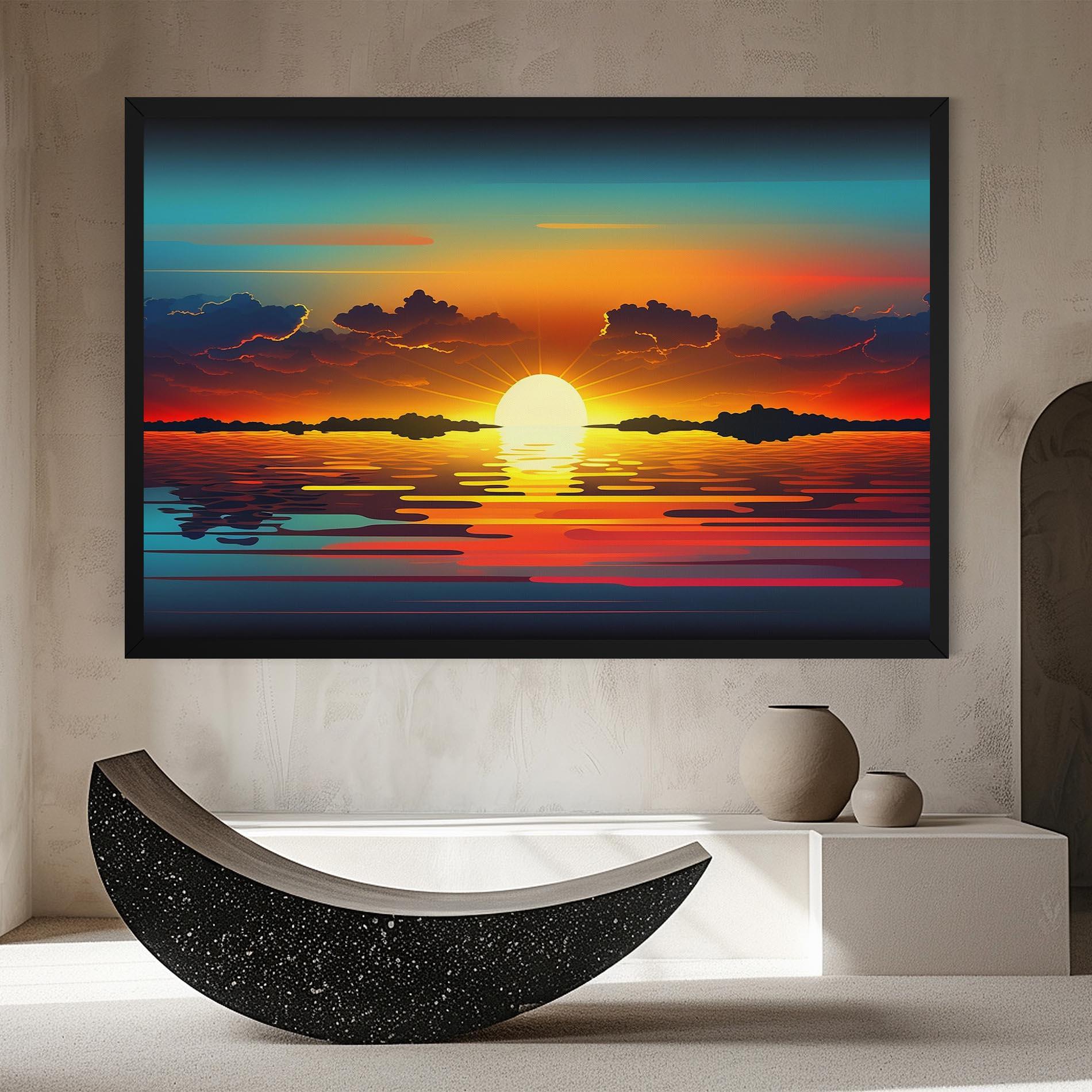 Vászonkép Yellow Sunset Illustration mockup 8
