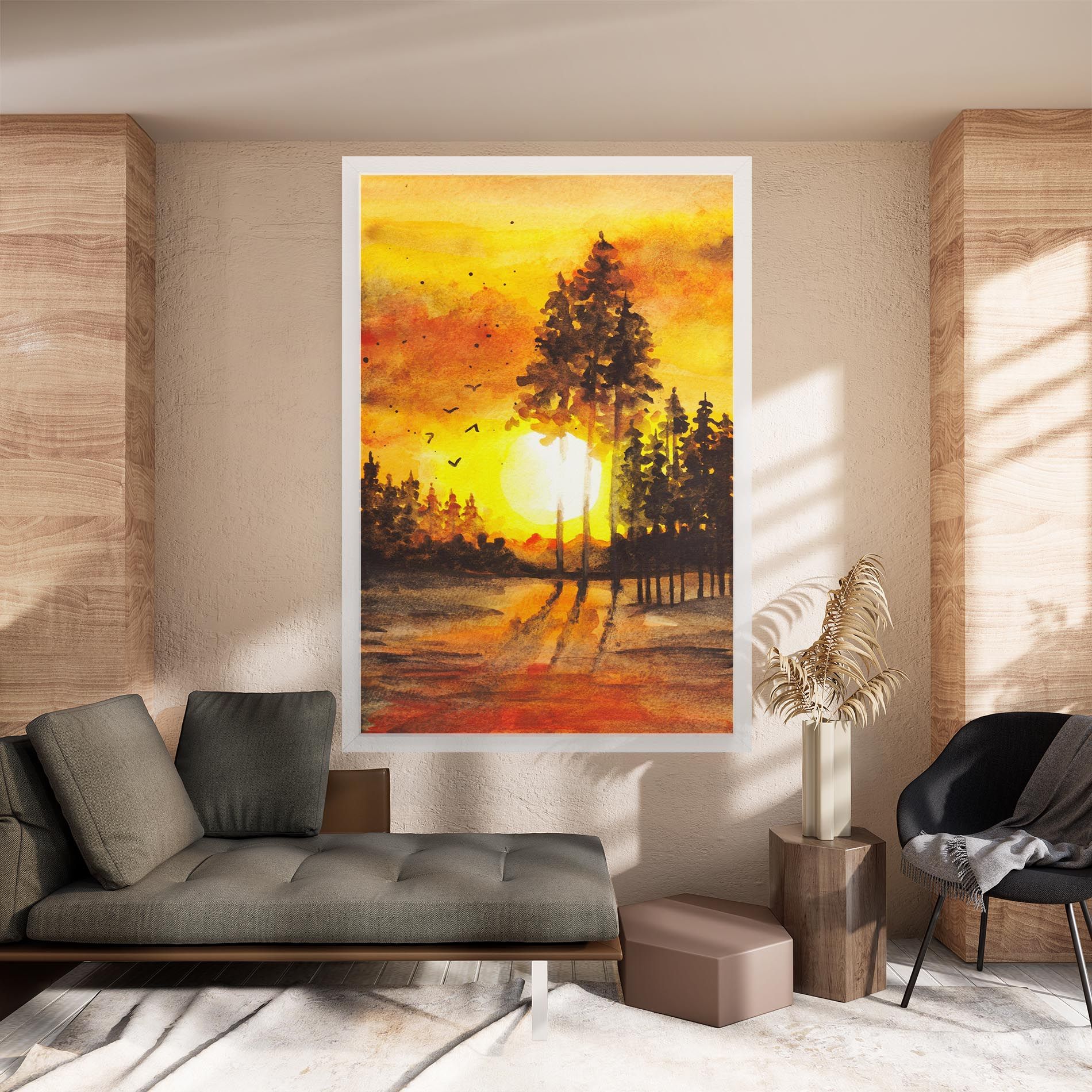 Watercolor Sunset Painting mockup 8