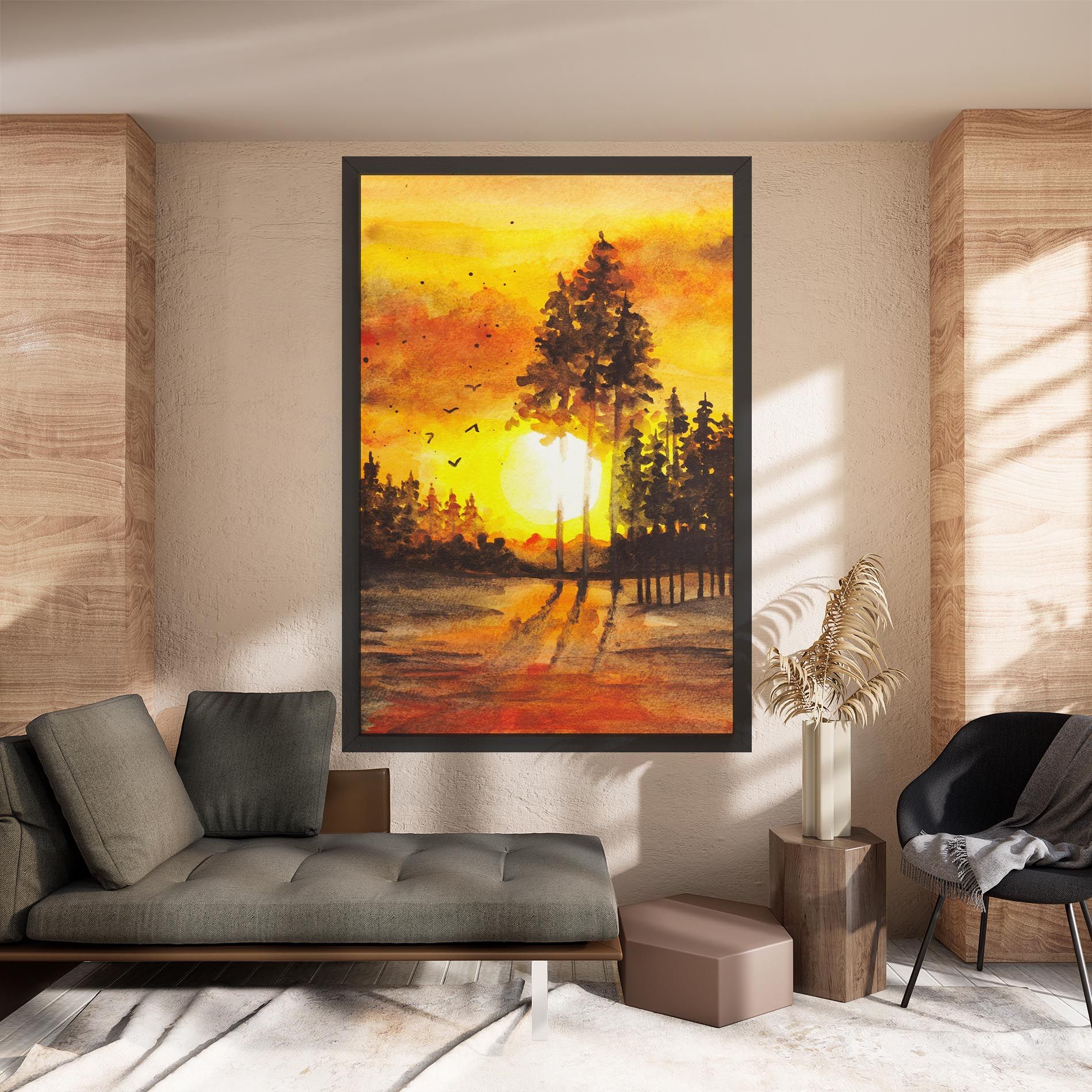 Watercolor Sunset Painting mockup 8