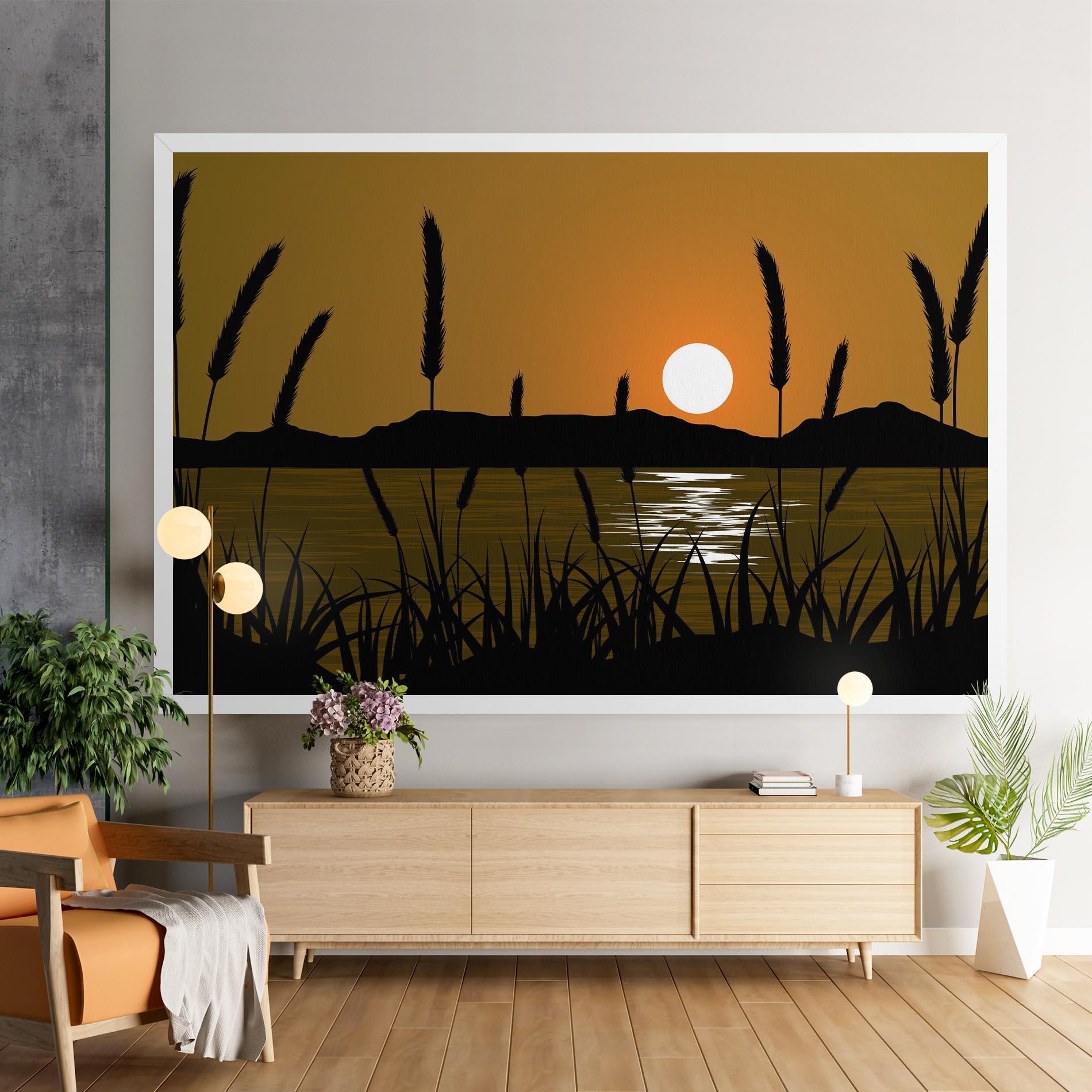 Vászonkép Orange Brown Sunset mockup 9