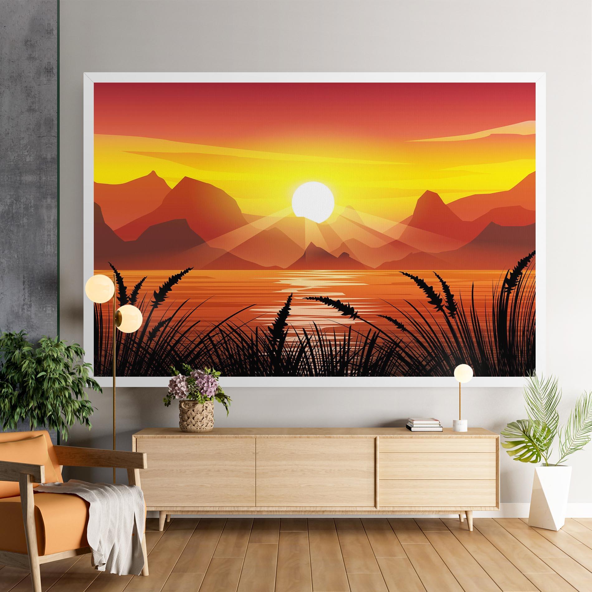 Vászonkép Sunrise Grass Art mockup 9