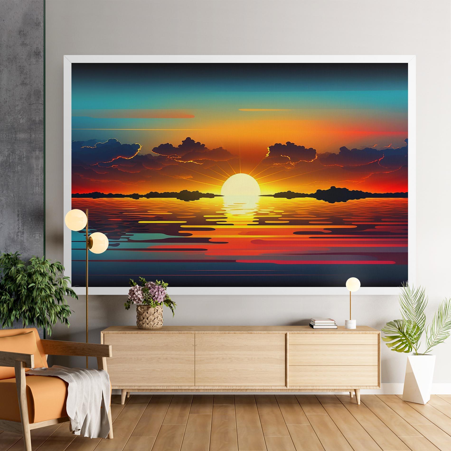 Vászonkép Yellow Sunset Illustration mockup 9