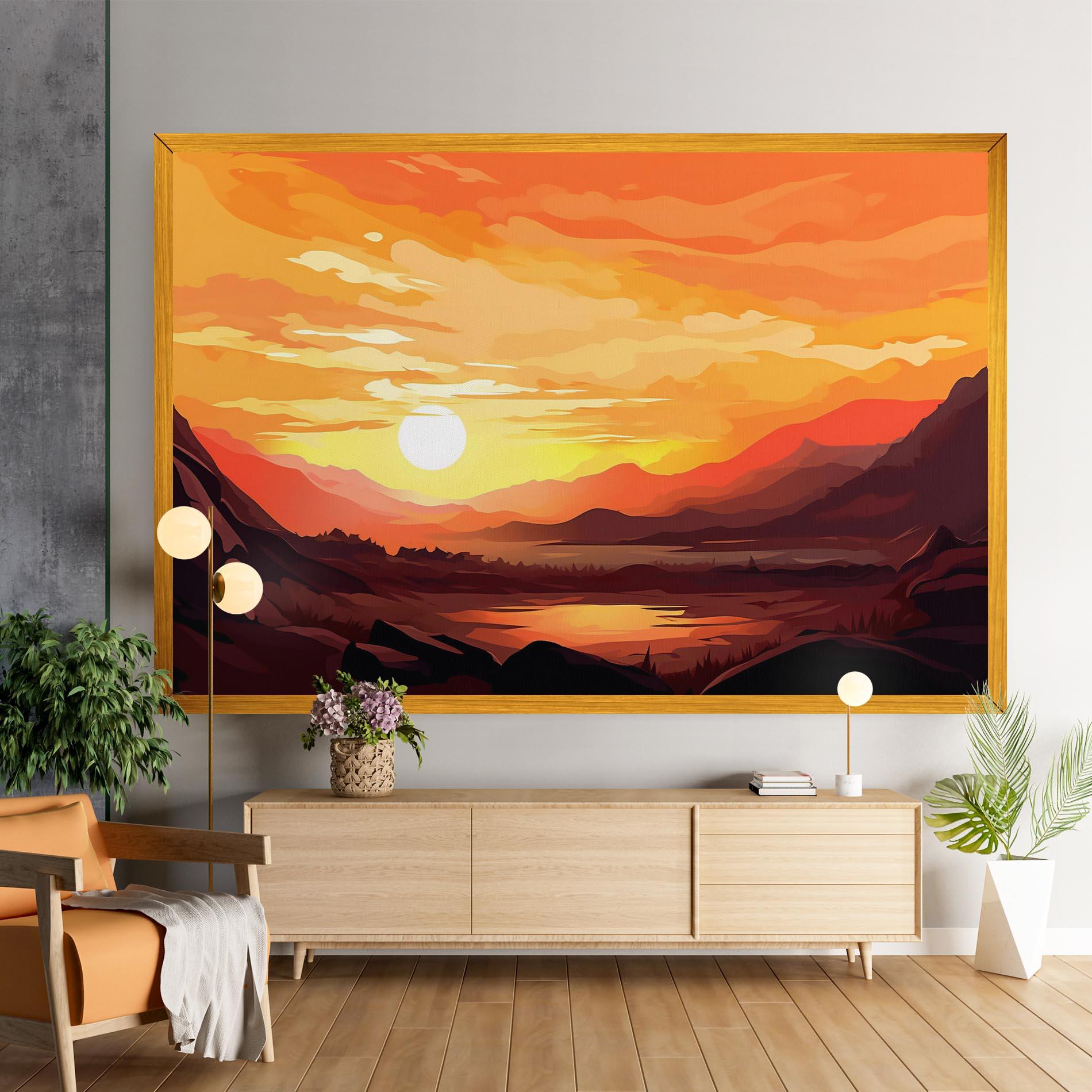 Vászonkép Beautiful Sunset Illustration mockup 9
