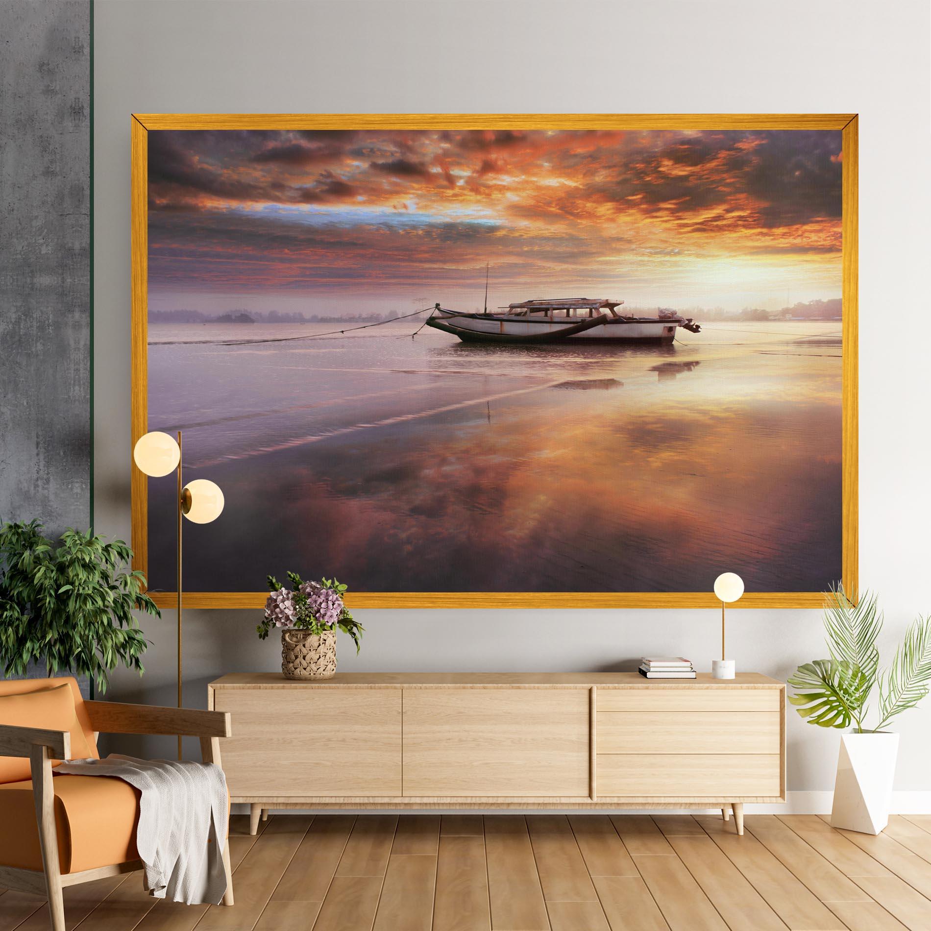 Vászonkép Beauty Boat Sunrise mockup 9
