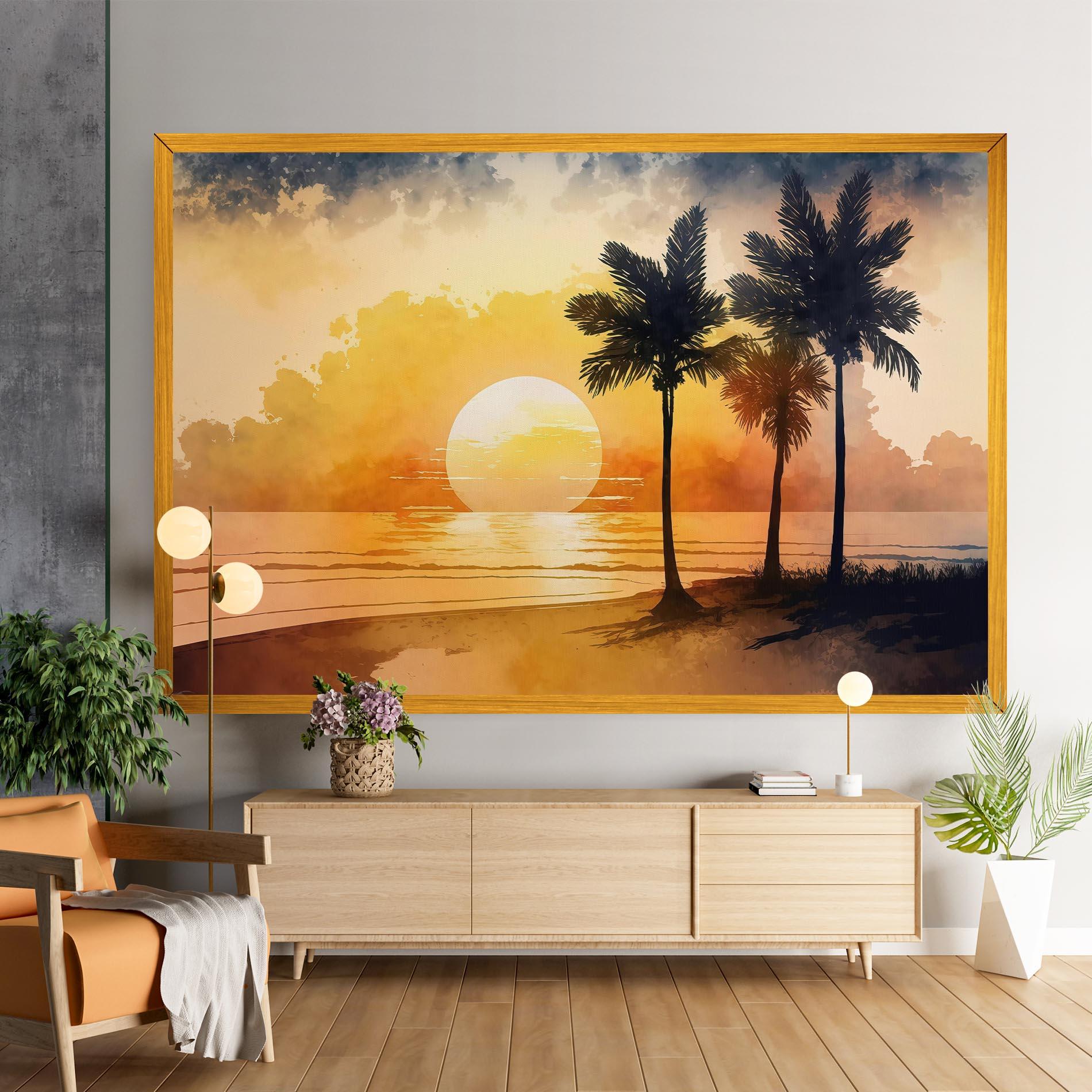 Vászonkép Palm Trees Sunset mockup 9