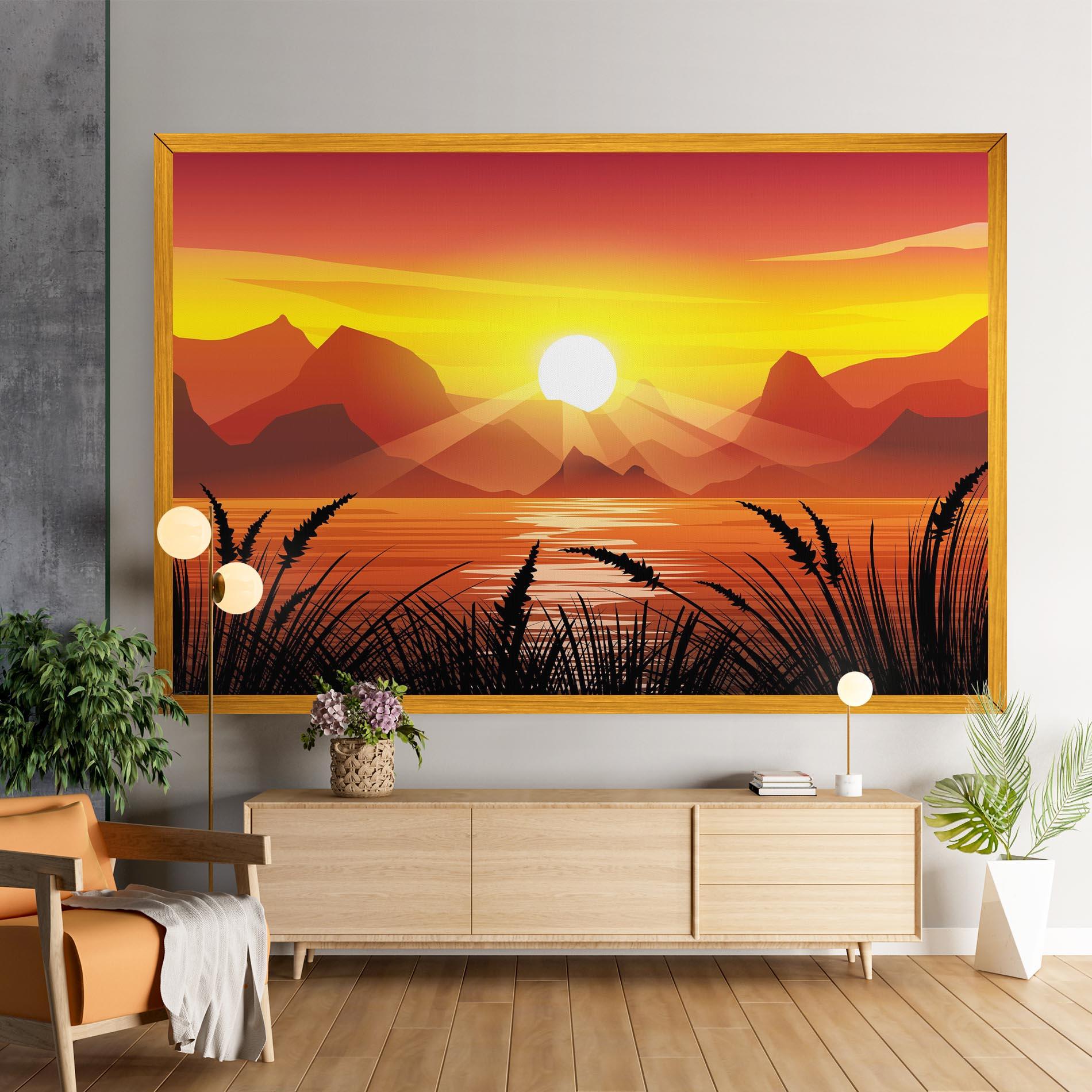 Vászonkép Sunrise Grass Art mockup 9