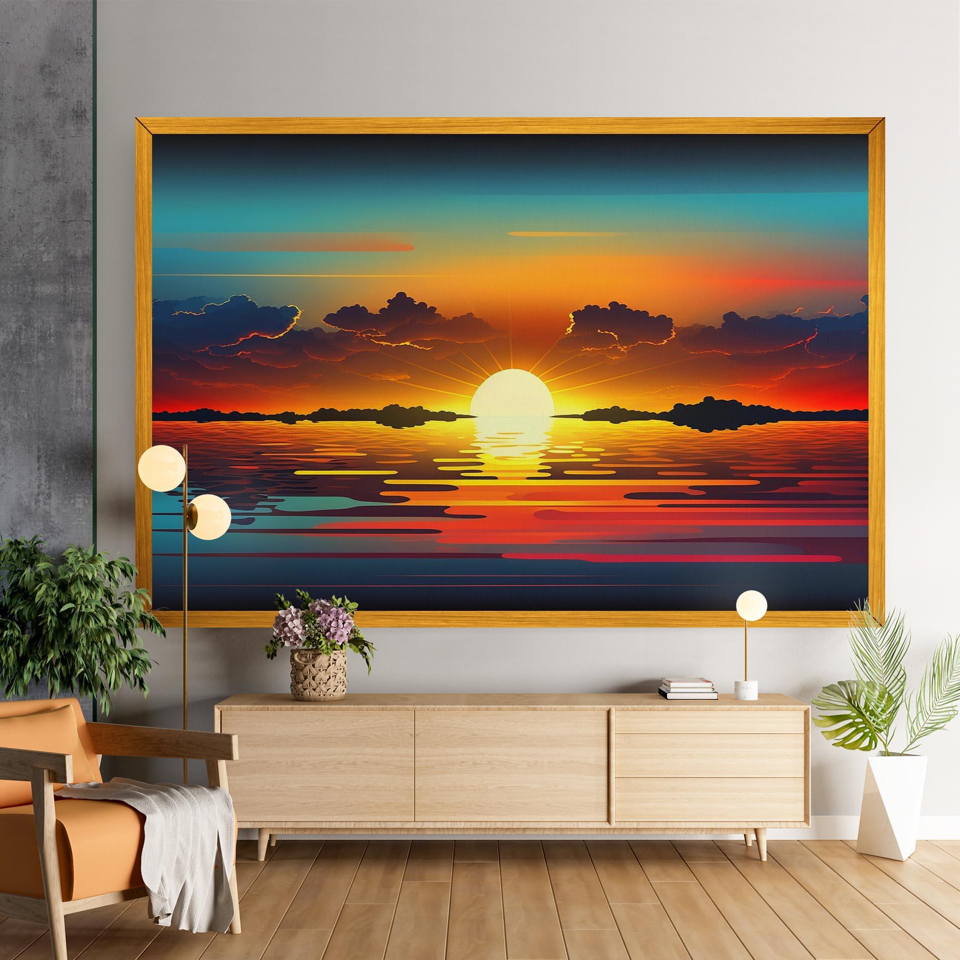 Vászonkép Yellow Sunset Illustration mockup 9