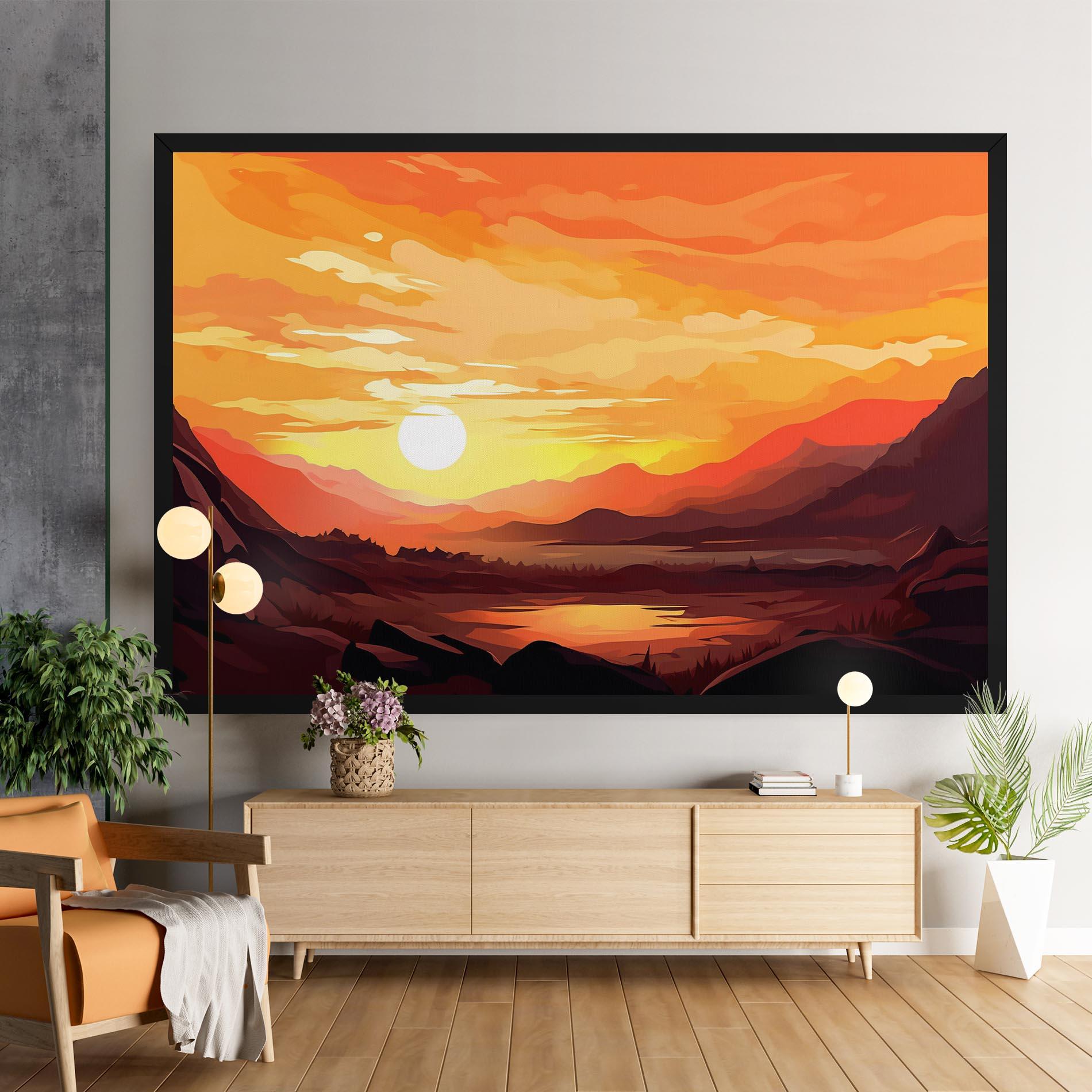 Vászonkép Beautiful Sunset Illustration mockup 9