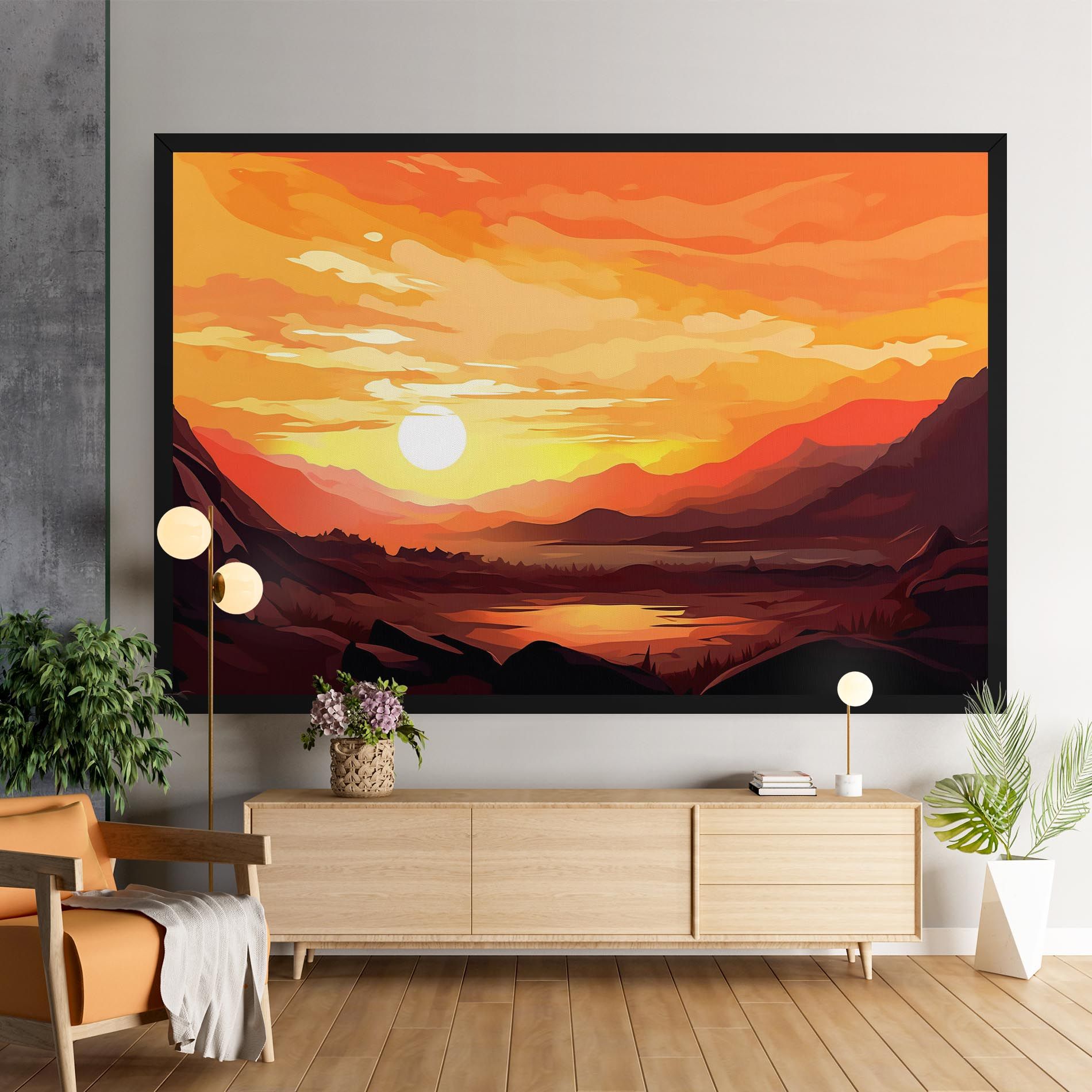 Beautiful Sunset Illustration mockup 9