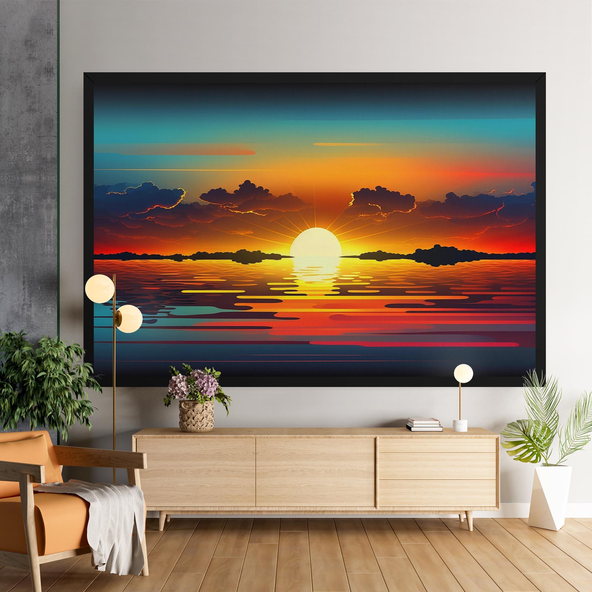 Vászonkép Yellow Sunset Illustration mockup 9