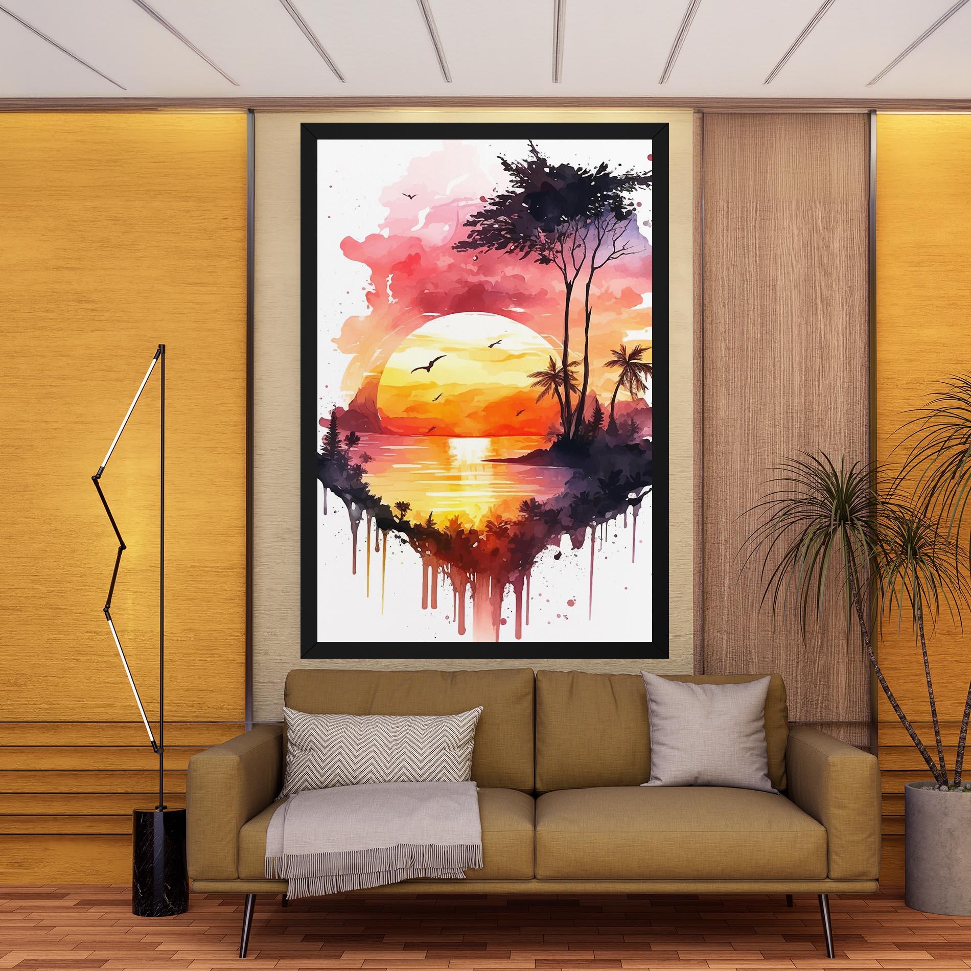 Vászonkép Purple Sunset Art mockup 9
