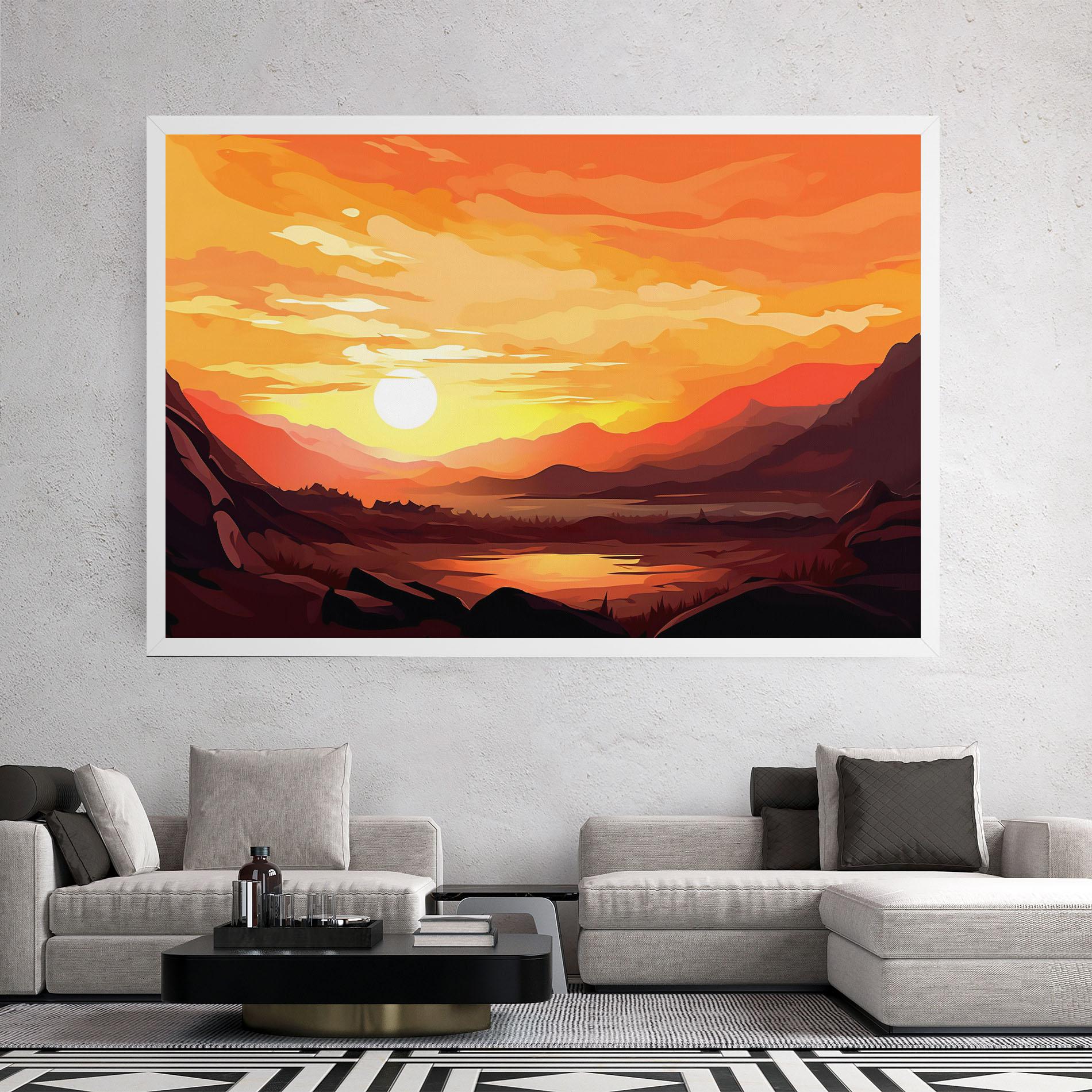 Vászonkép Beautiful Sunset Illustration mockup 2