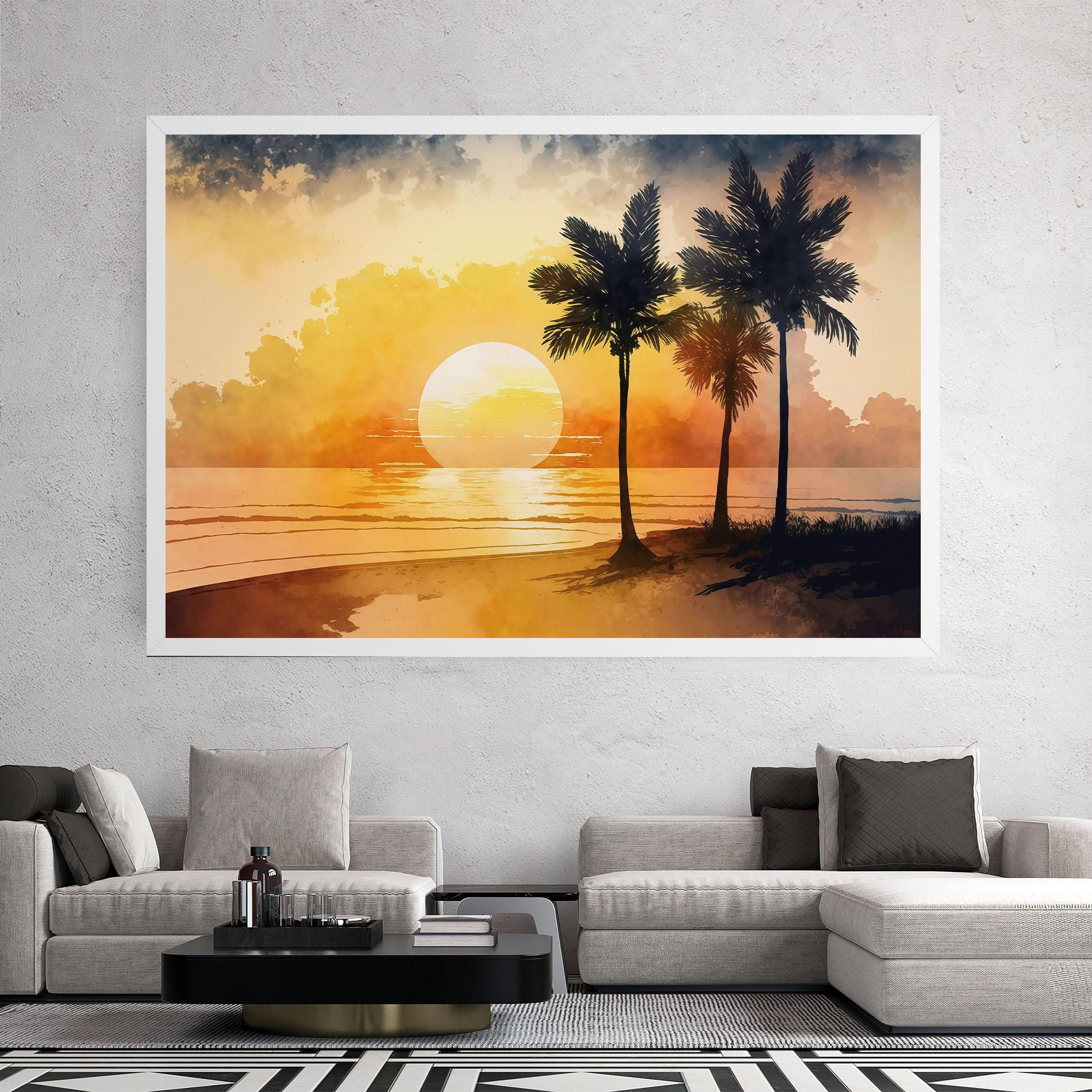 Vászonkép Palm Trees Sunset mockup 2
