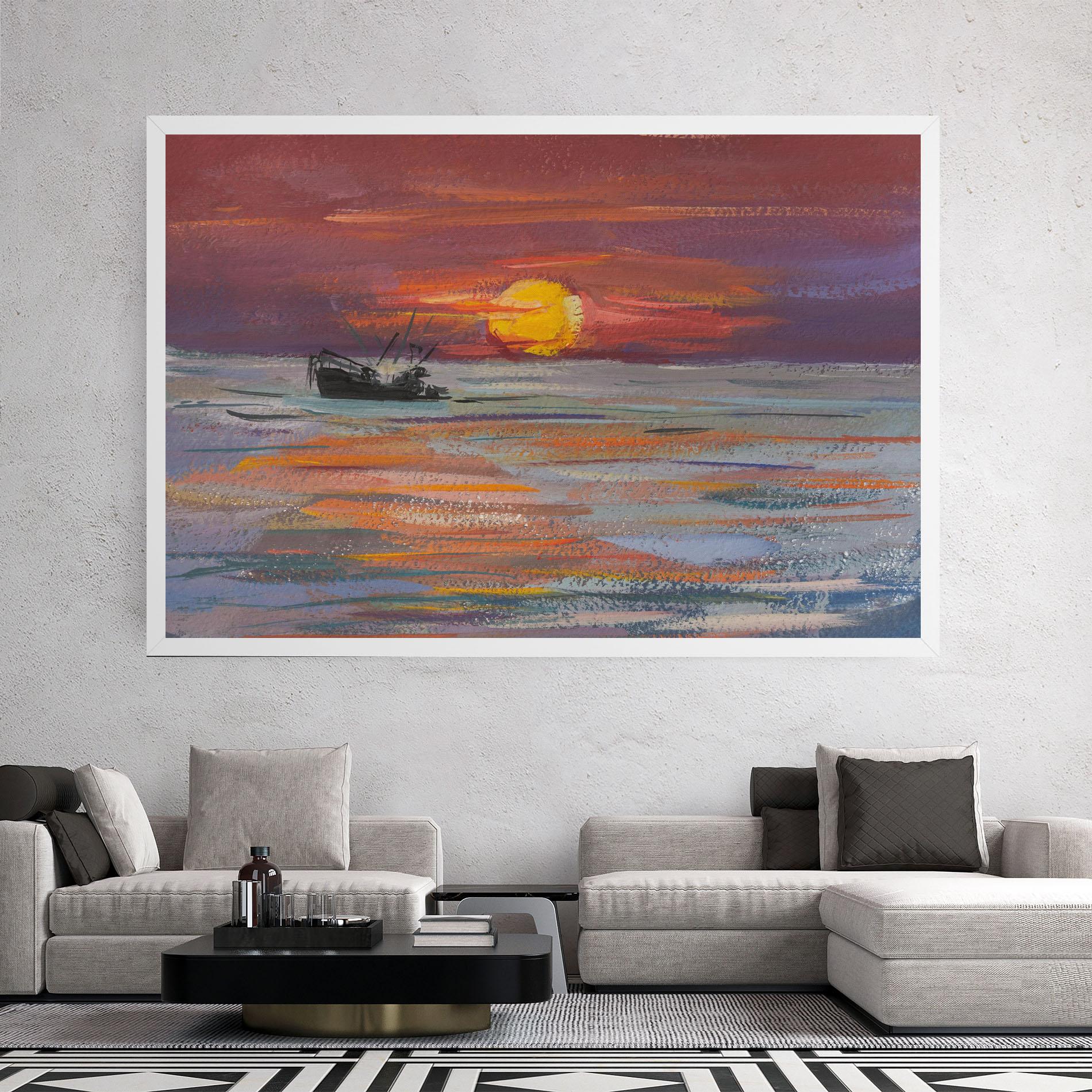 Vászonkép Sea Ship Painting mockup 2