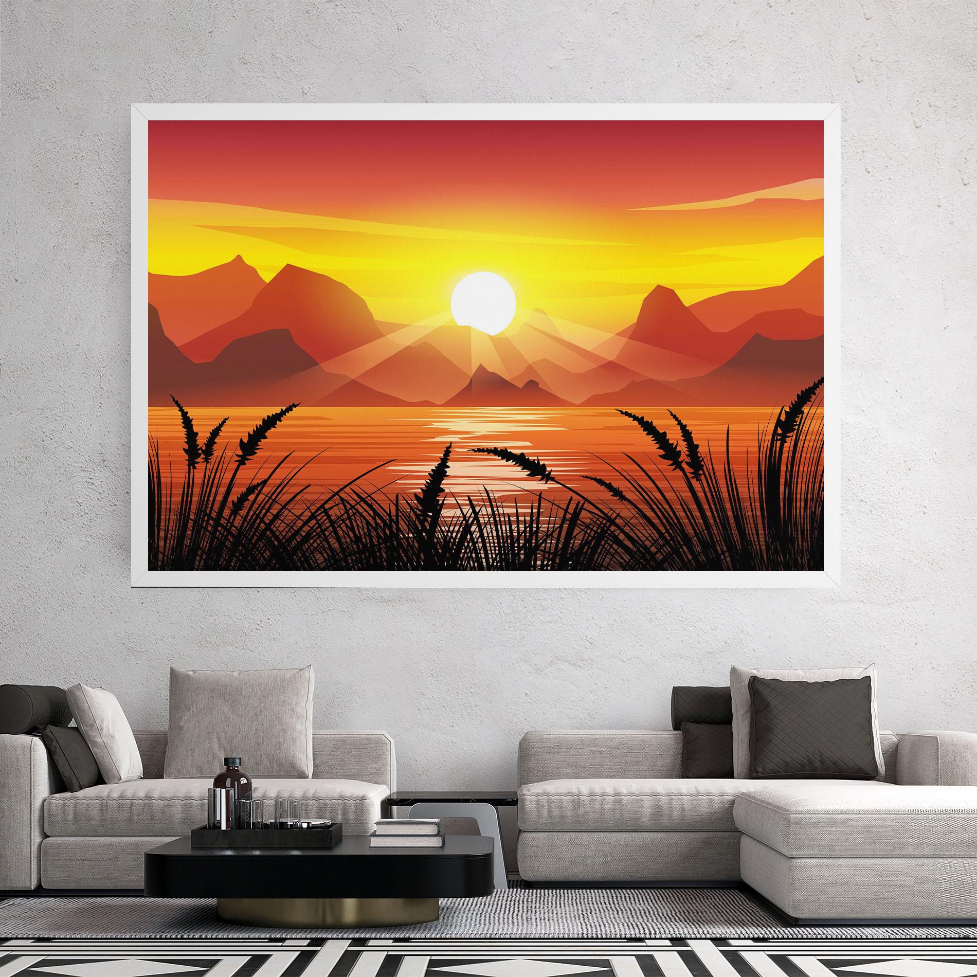 Vászonkép Sunrise Grass Art mockup 2
