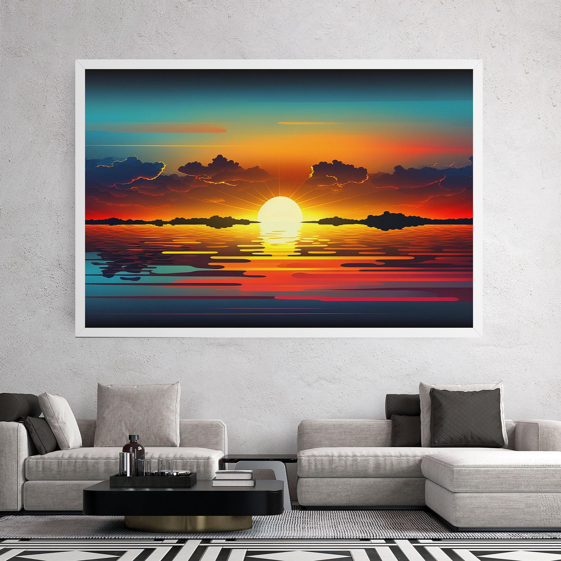 Vászonkép Yellow Sunset Illustration mockup 2