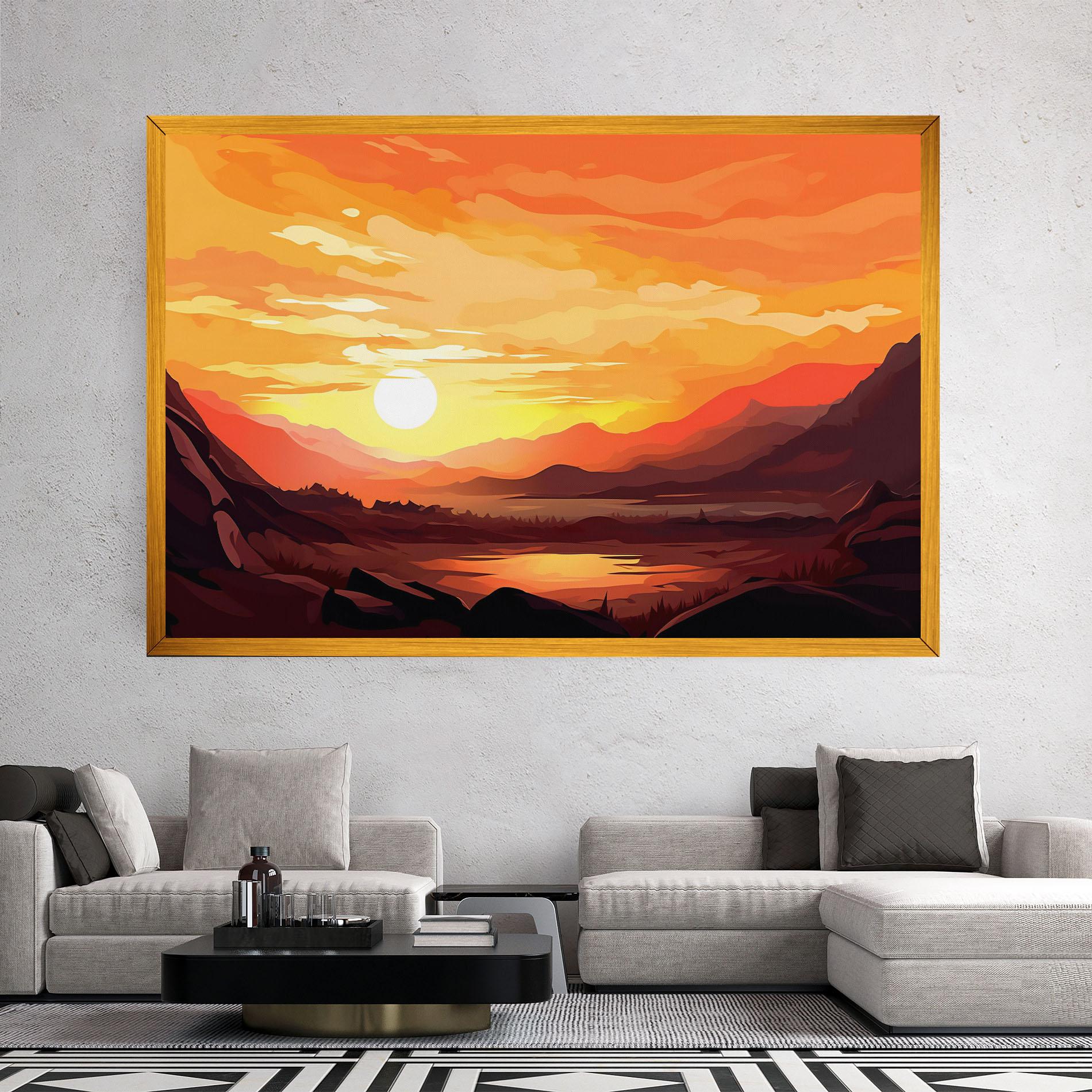 Vászonkép Beautiful Sunset Illustration mockup 2