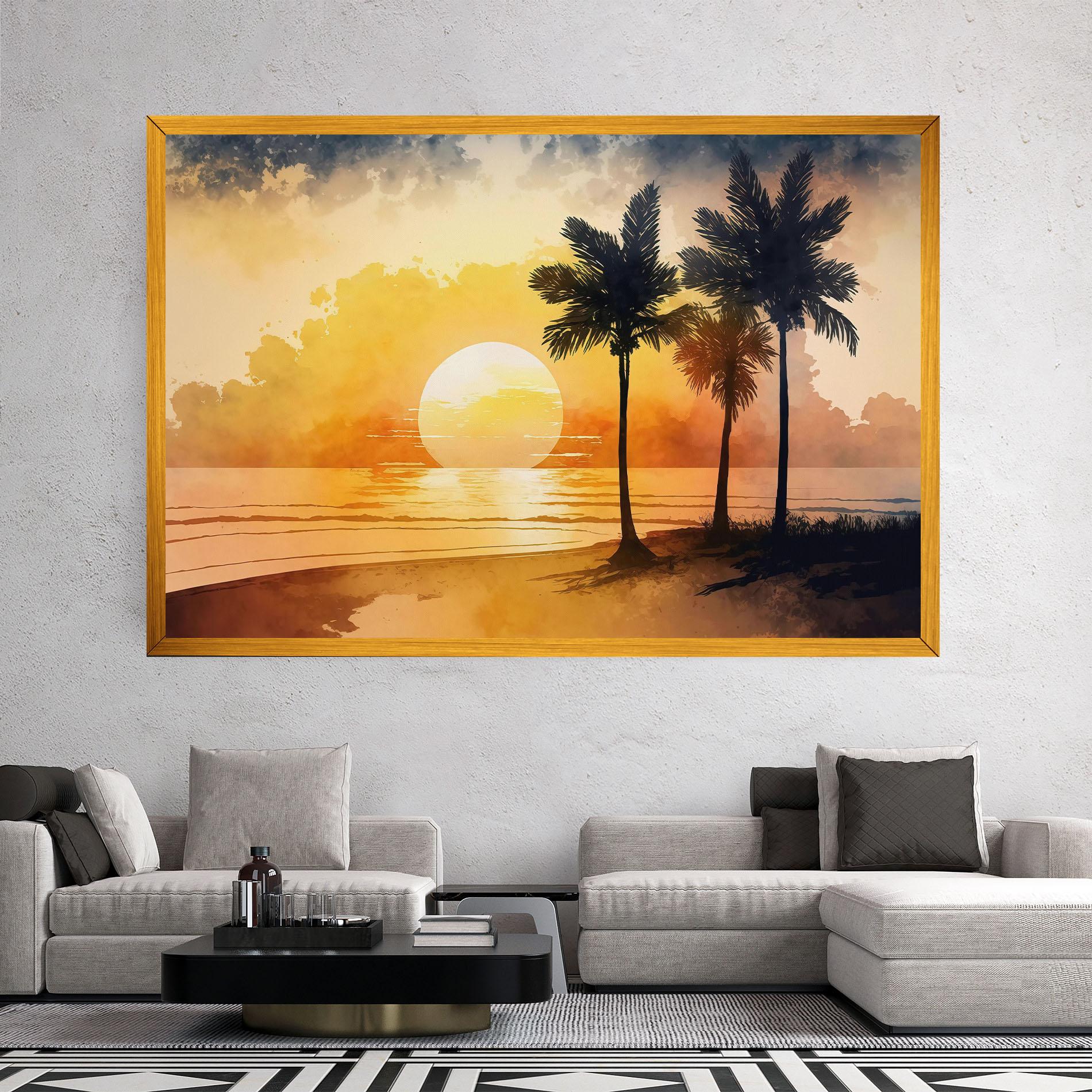 Vászonkép Palm Trees Sunset mockup 2