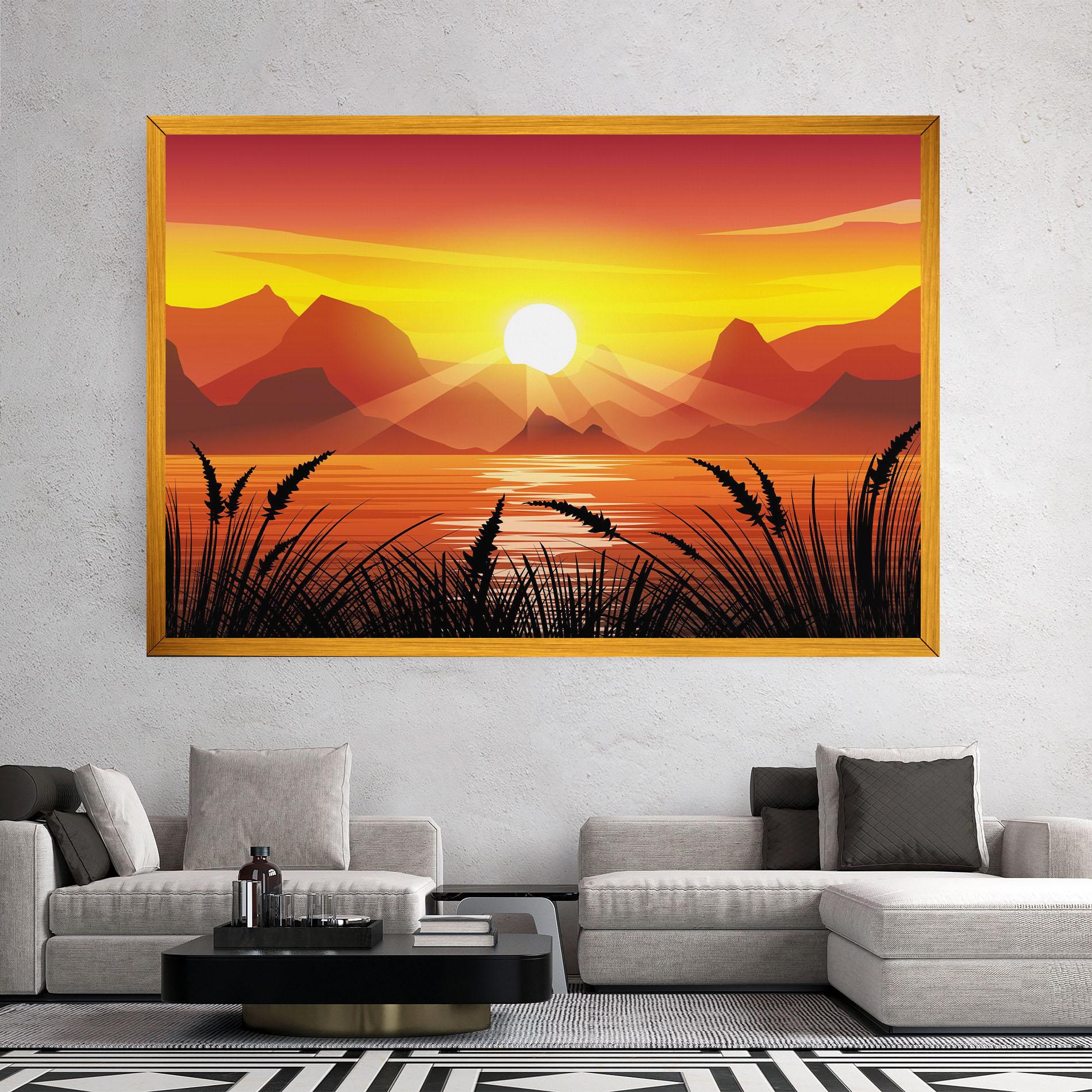 Vászonkép Sunrise Grass Art mockup 2