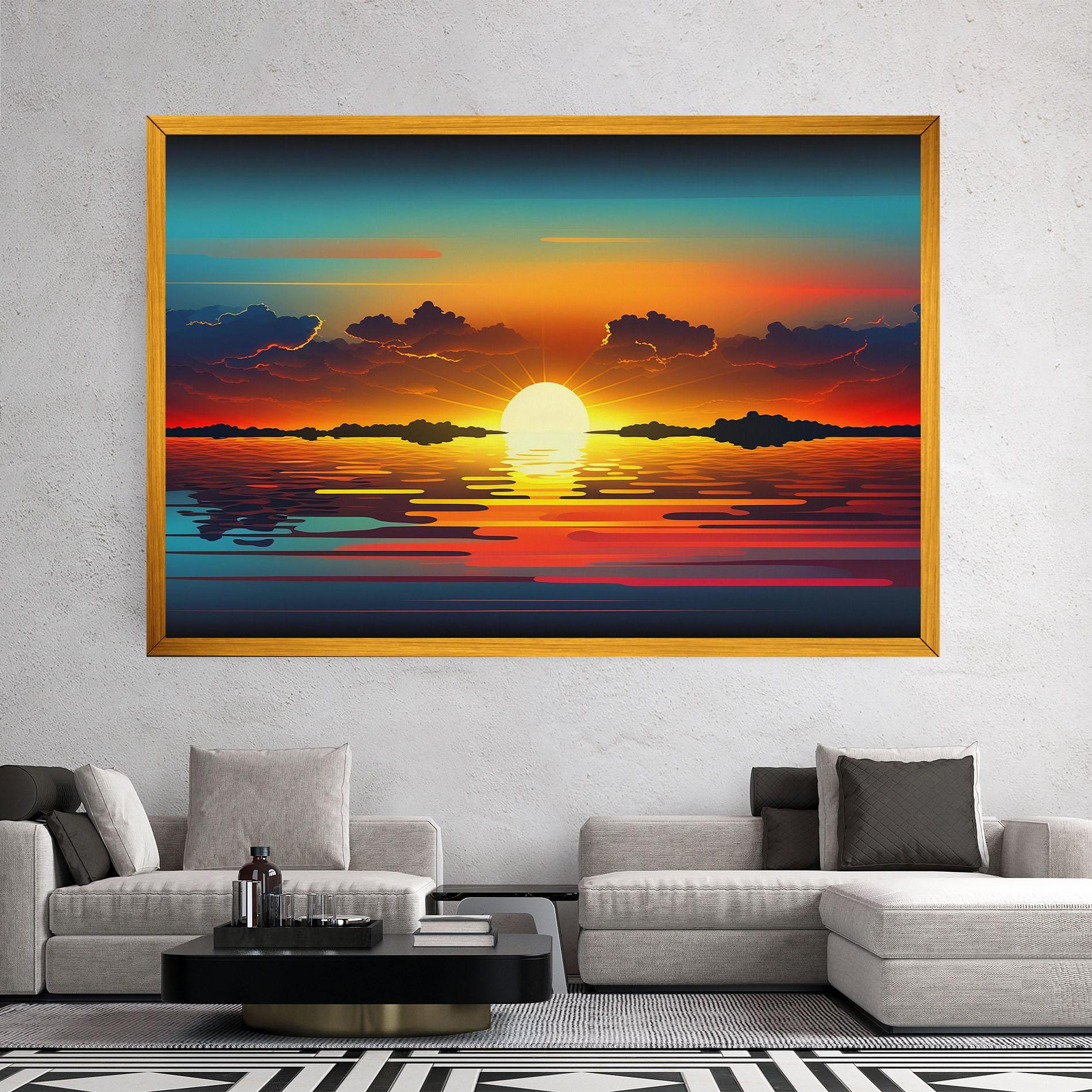 Vászonkép Yellow Sunset Illustration mockup 2