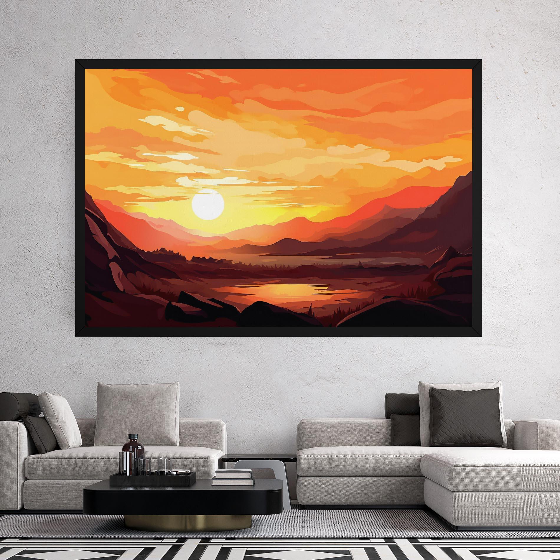 Vászonkép Beautiful Sunset Illustration mockup 2